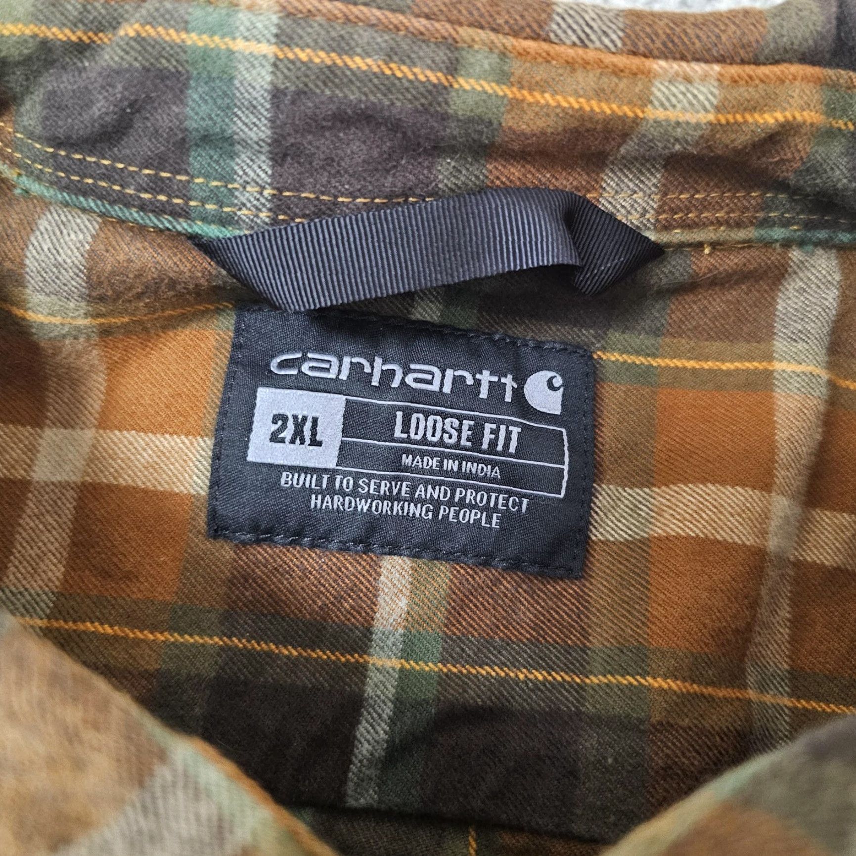 Carhartt Carhartt Shirt Mens 2XL Brown Plaid Flannel Long Sleeve Button Up Loose Fit Size US XXL / EU 58 / 5 - 3 Thumbnail