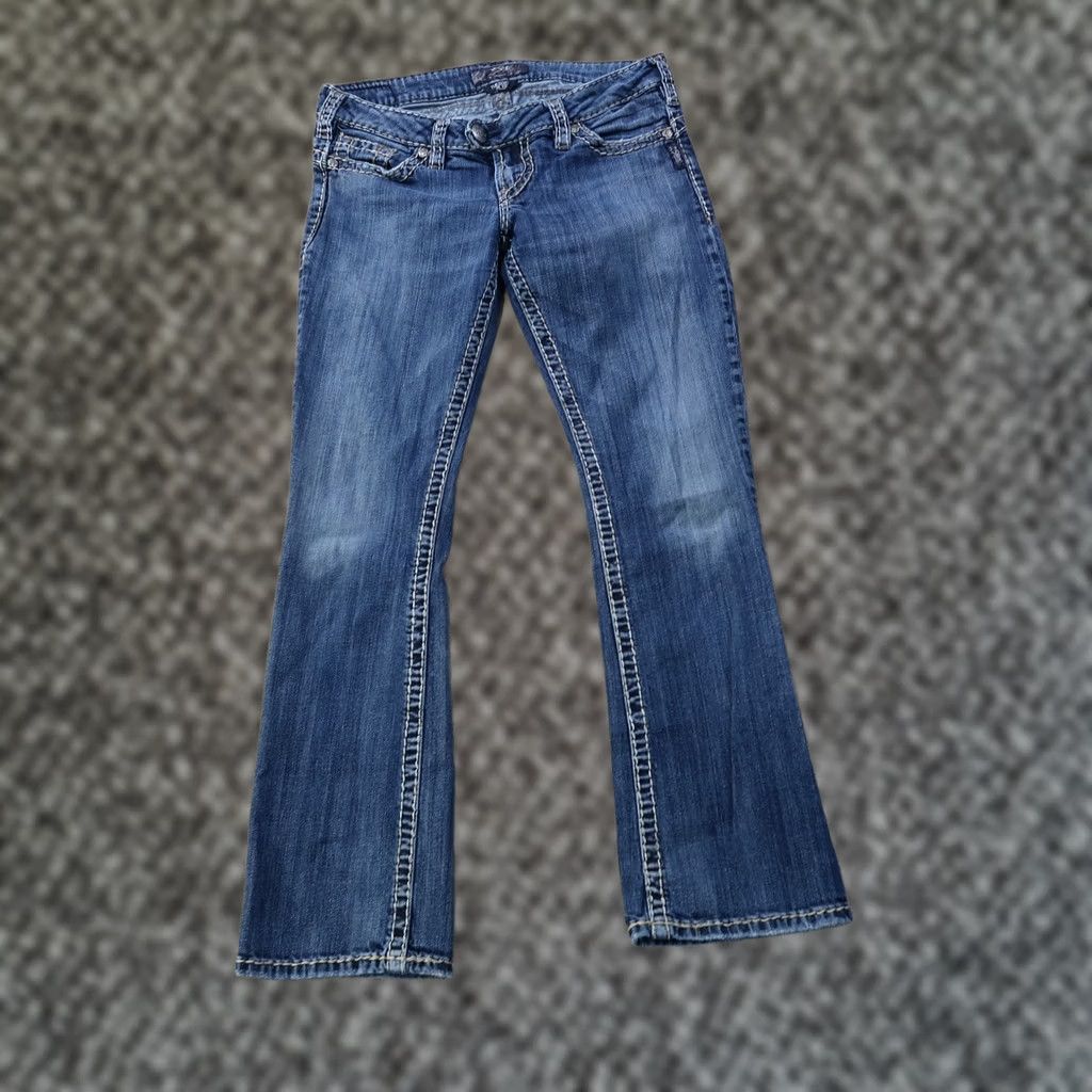 Silver Jeans Co. Silver Jeans Tuesday Jeans Women's 29x31 Blue Denim Bootcut Stretch Slim 5-Pocket Regular Cotton Blend Denim Blue Jeans Mens? Size 29" - 1 Thumbnail