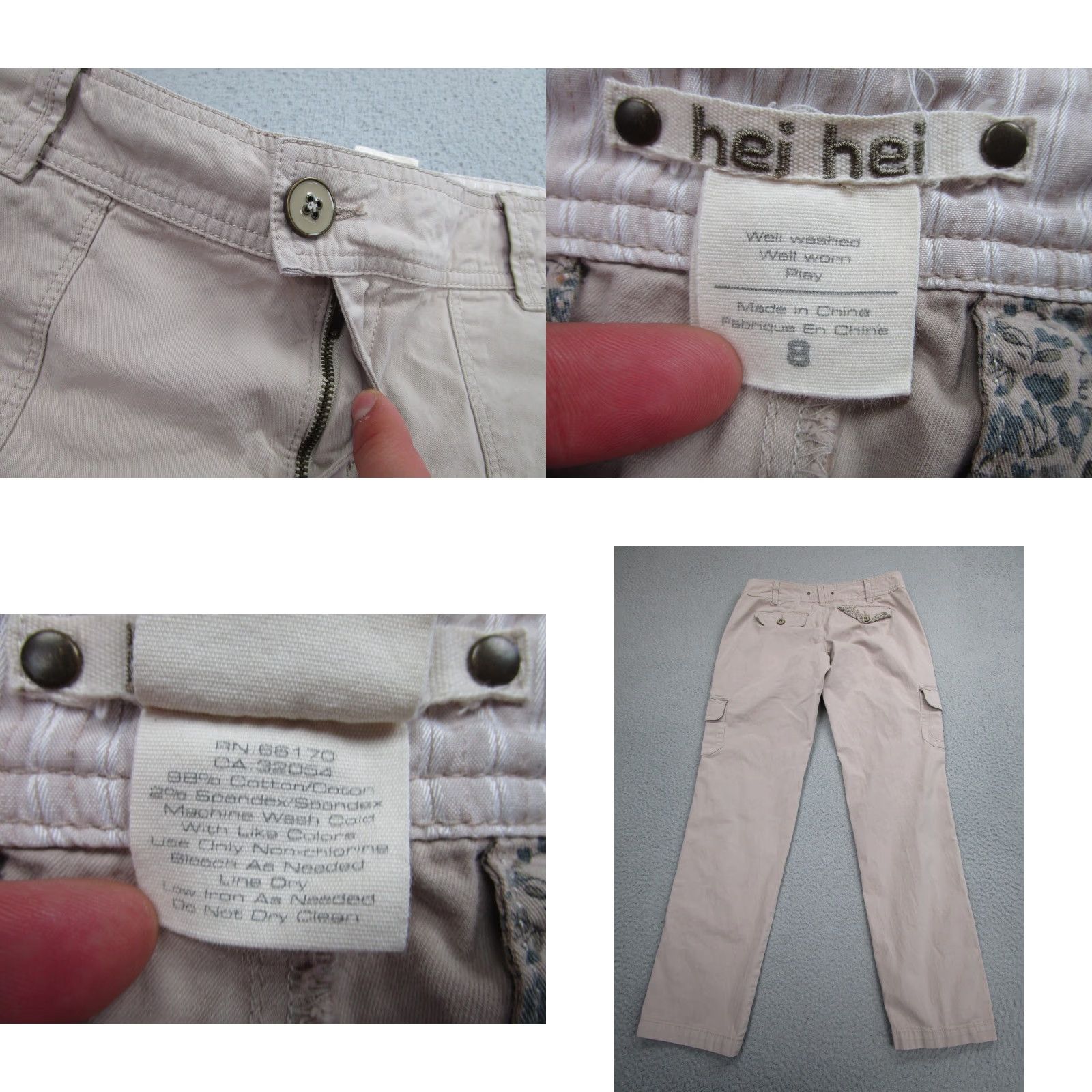 Vintage HEI HEI Womens Cargo Pants Size 8 Khaki Beige Utility Straight Leg Stretch Casual Size 30" / US 8 / IT 44 - 8 Thumbnail