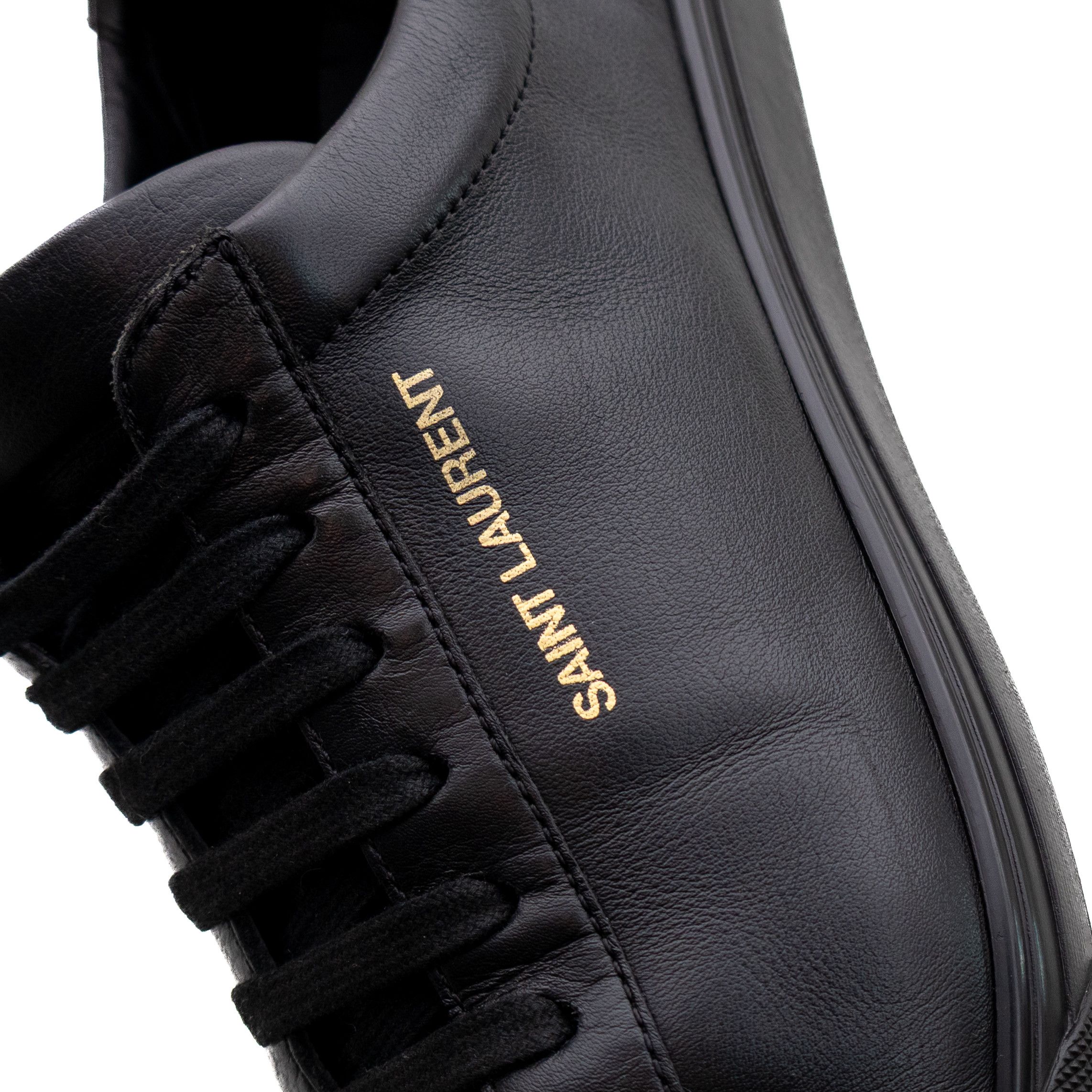Saint Laurent Paris SAINT LAURENT ANDY BLACK LEATHER LOGO SNEAKERS SZ 8 Size US 8 / EU 41 - 12 Thumbnail