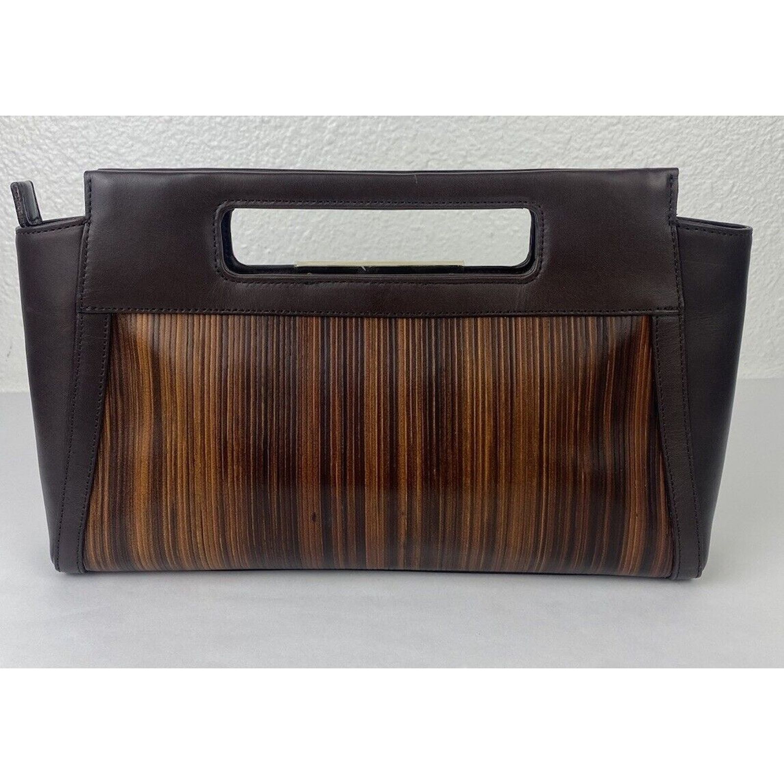 BRAHMIN NWT Brahmin Lenox Brown Balsa Textured Leather Clutch Purse Size ONE SIZE - 7 Thumbnail