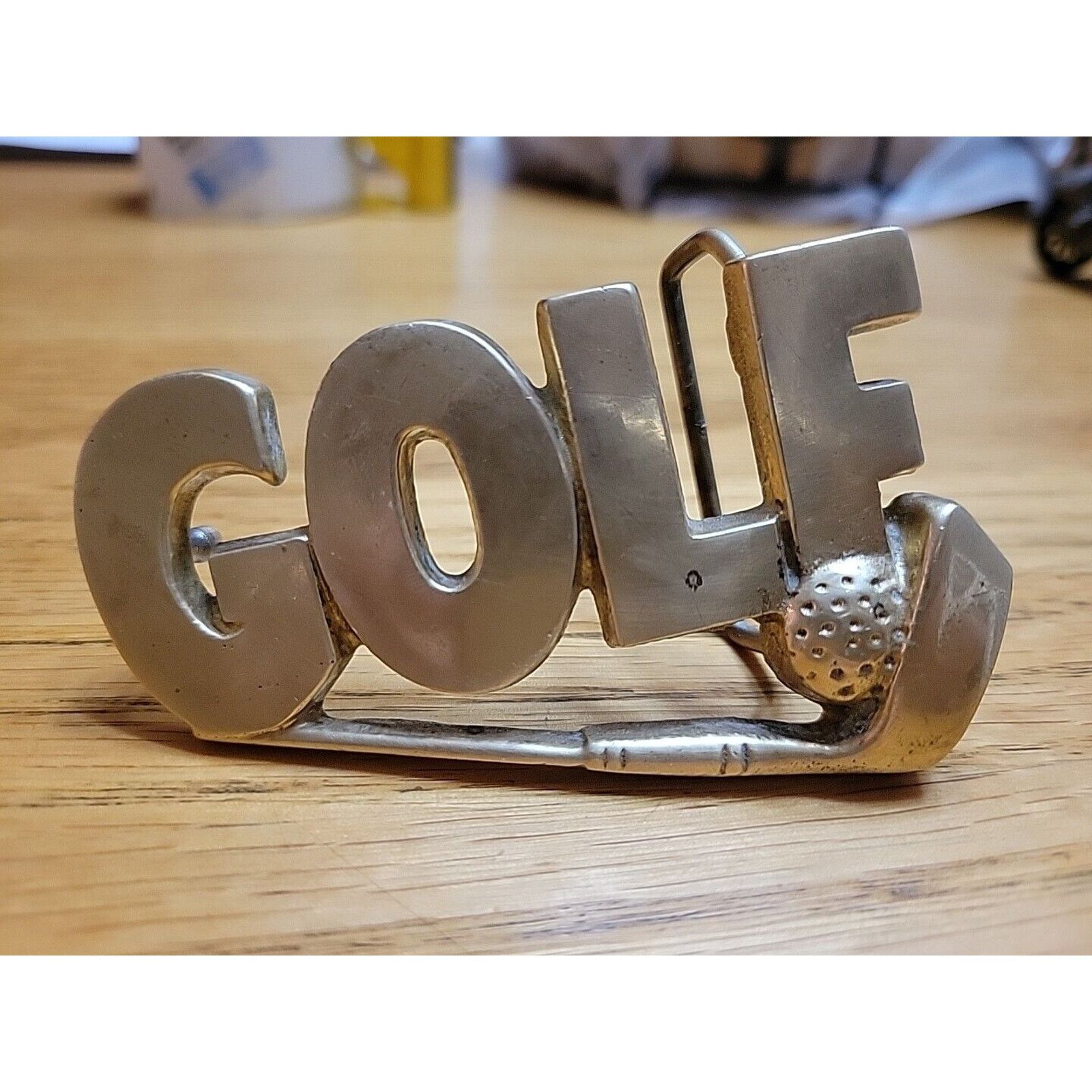 Other 1970'S VINTAGE BRASS CUTOUT GOLF CLUB BALL SOLID BUCKLE Size ONE SIZE - 2 Thumbnail
