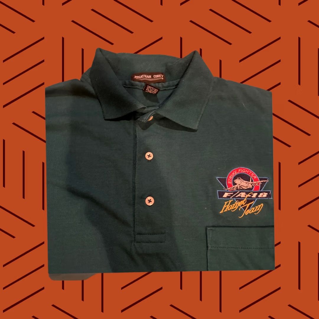 Vintage VINTAGE Nike Shirt Adult XL Green F-18 Falcon STRIKE FIGHTER Polo Shirt Boys Mens Girls Size US XL / EU 56 / 4 - 1 Thumbnail