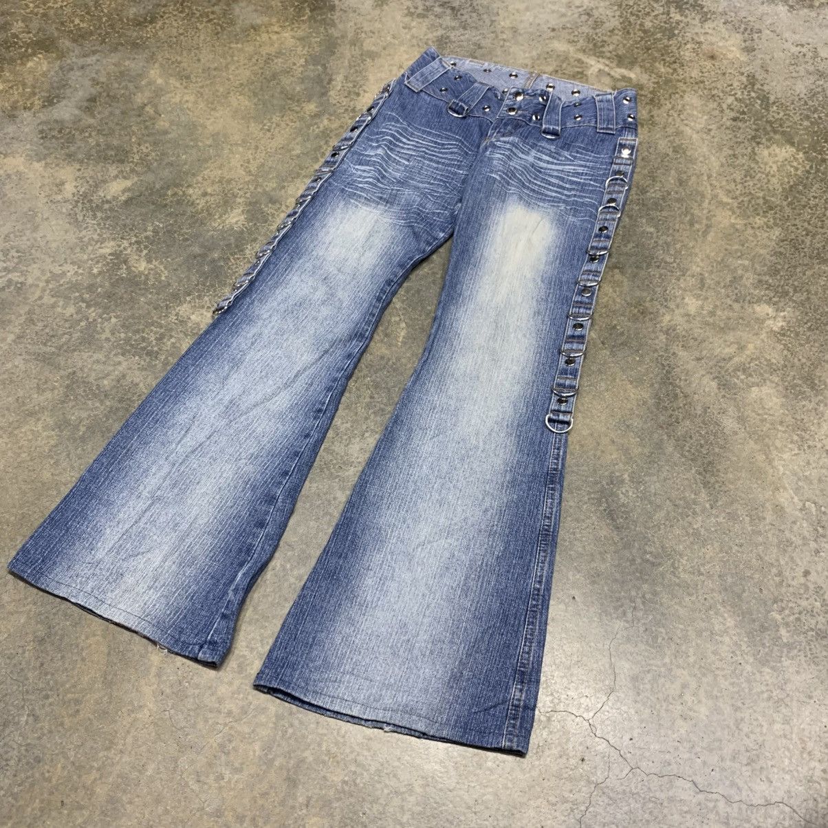 Japanese Brand Y2K Flare Loony Jeans Clawmark Fade Jean Size 27" / US 4 / IT 40 - 3 Thumbnail