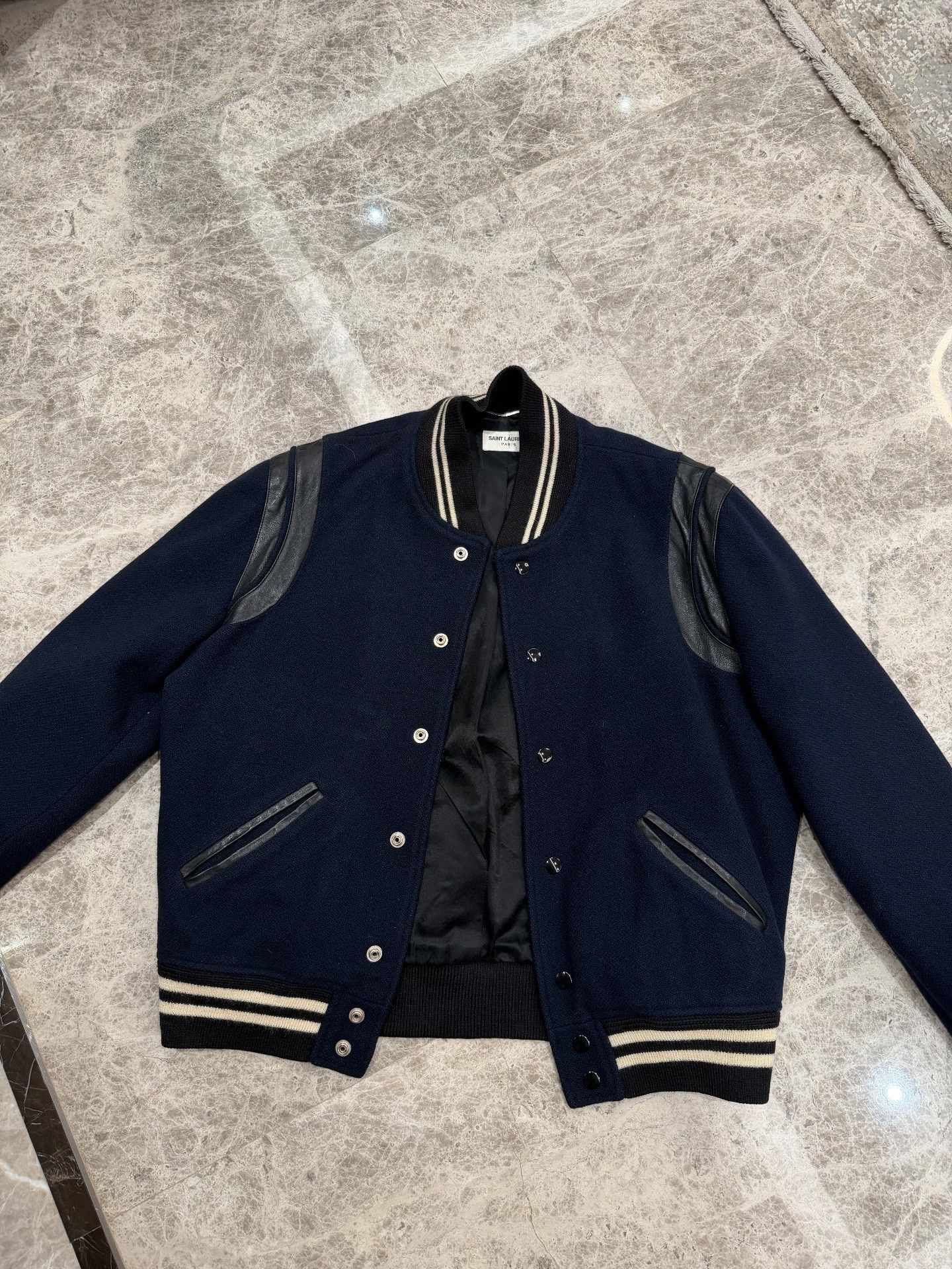 Saint Laurent Paris Saint Laurent Varsity Jacket Leather Sleeves Size US M / EU 48-50 / 2 - 1 Thumbnail