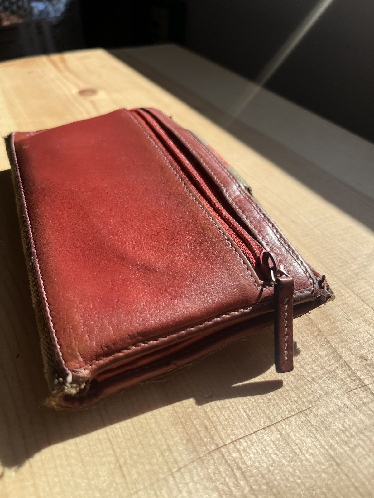 Gucci × Vintage Vintage long monogrammed and leather sherry stripe wallet Size ONE SIZE - 6 Thumbnail