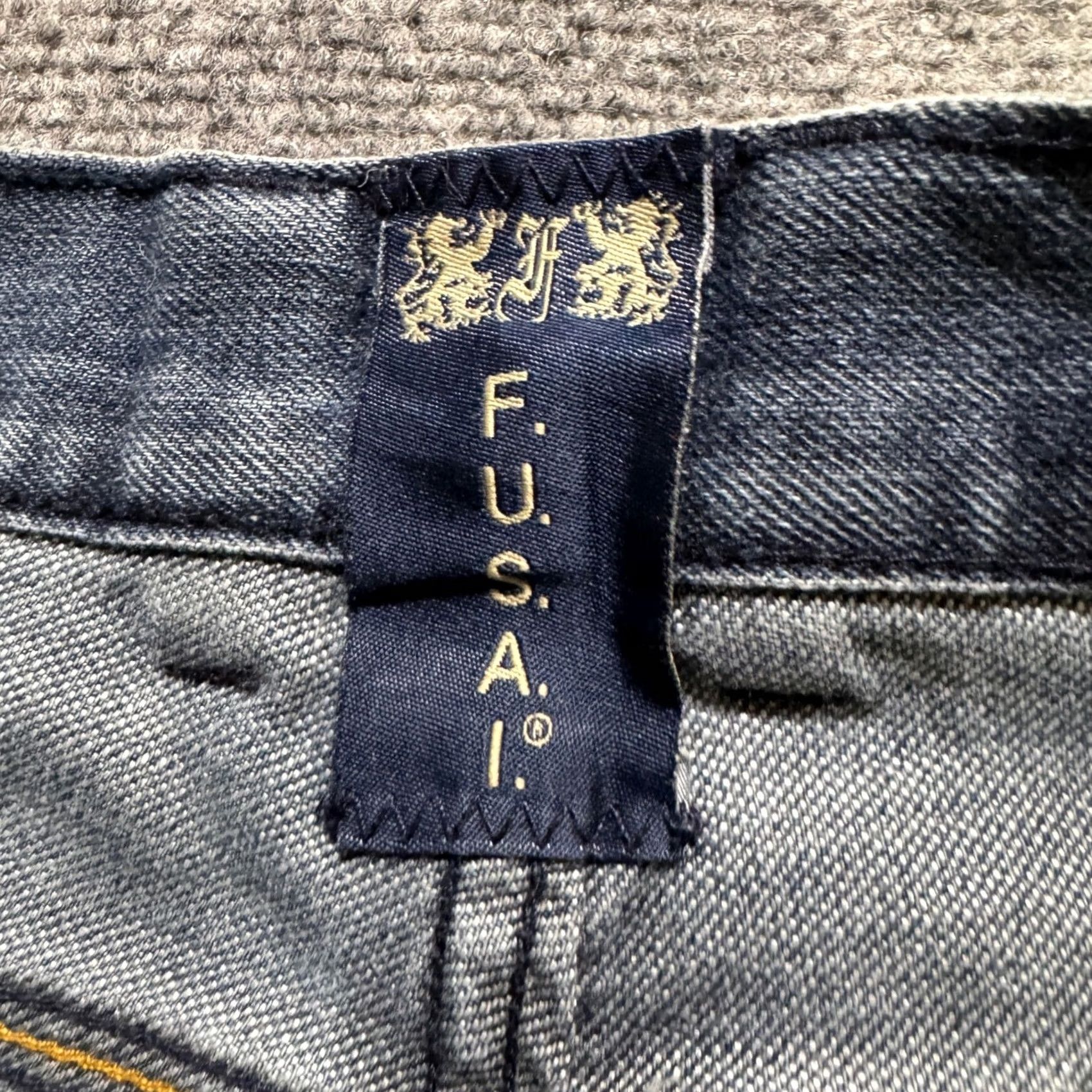 The Unbranded Brand Y2K F.U.S.A.I Jeans Men 36x30 Straight Light Wash Embroidered Blue Mens Jeans 36 Straight Blue Size US 36 / EU 52 - 5 Thumbnail
