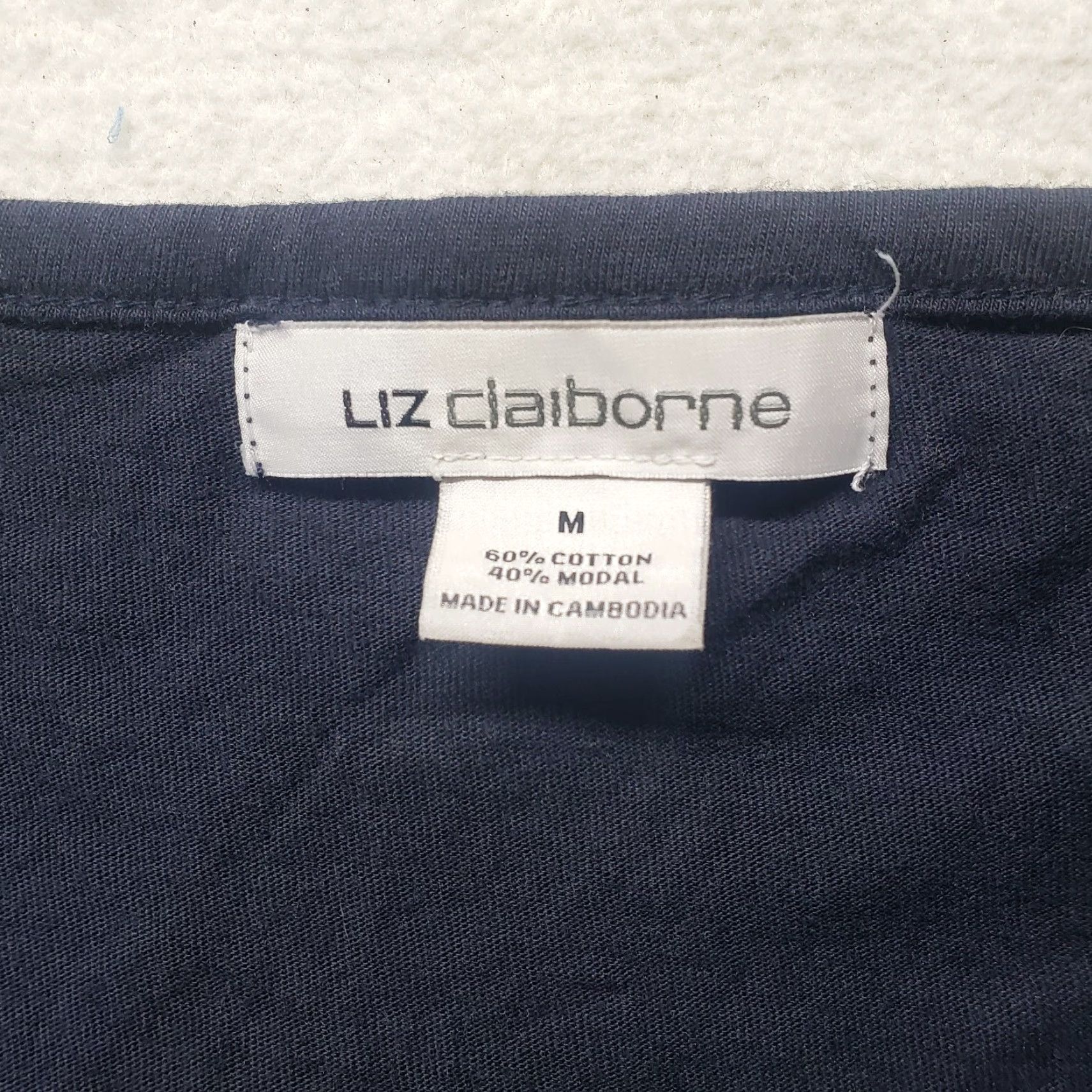Liz Claiborne Liz Claiborne Shirt Clothing Black Floral Stretch Short Sleeve Women's M Medium Size M / US 6-8 / IT 42-44 - 3 Thumbnail