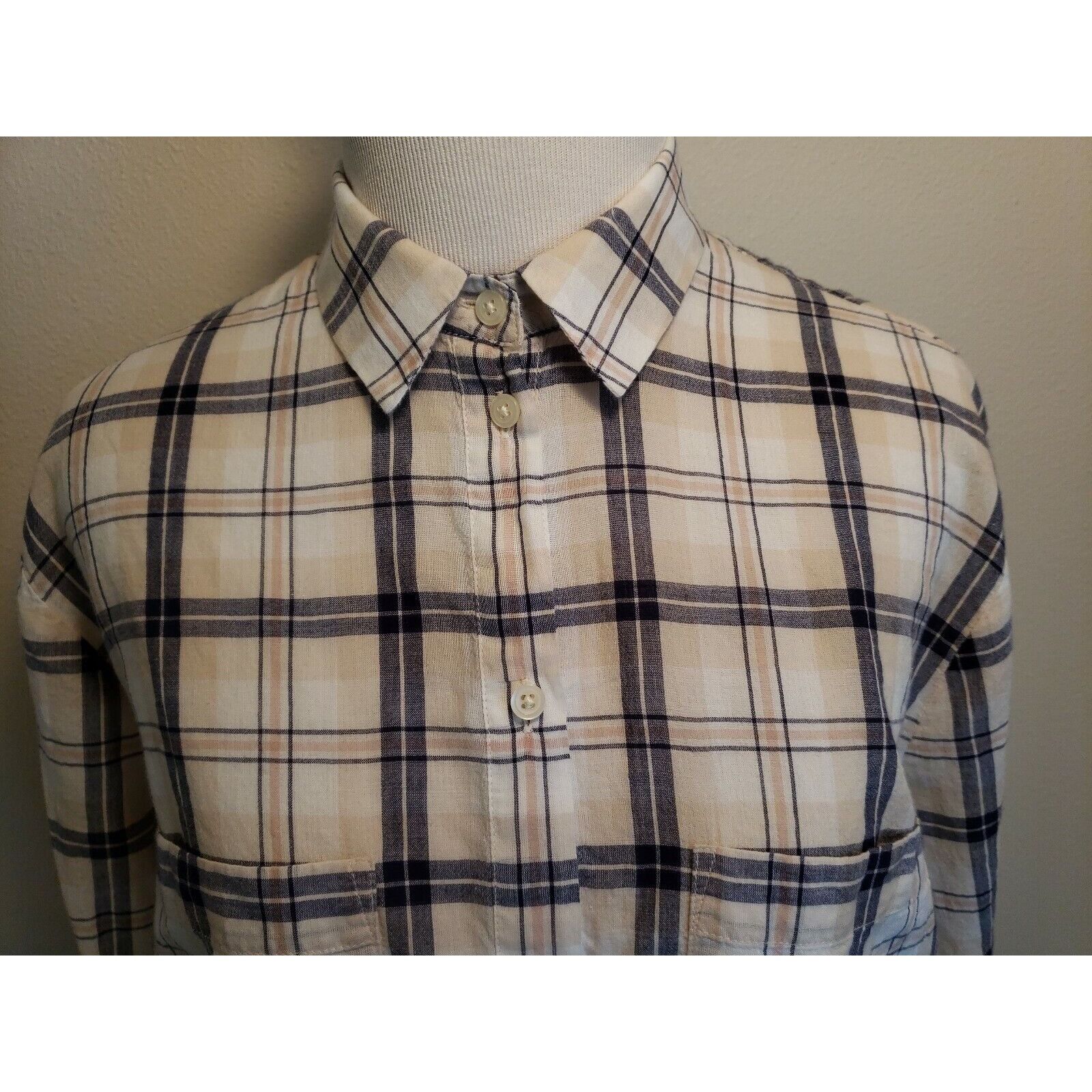 Madewell Madewell Boyfriend Shirt Womens XS 100% Cotton Blue Pink Pla Size XS / US 0-2 / IT 36-38 - 4 Thumbnail
