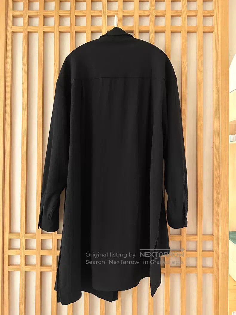 Yohji Yamamoto Yohji Yamamoto Solid Black Long Shirt Size US M / EU 48-50 / 2 - 2 Thumbnail