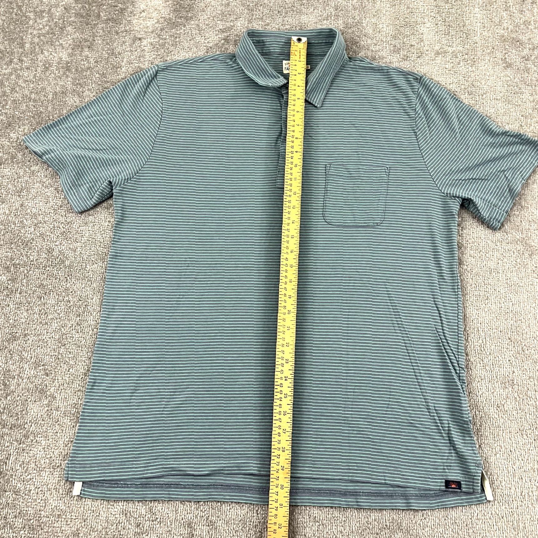 Faherty FAHERTY Polo Shirt Mens XL Green Blue Striped Preppy Beach Activewear Size US XL / EU 56 / 4 - 4 Thumbnail