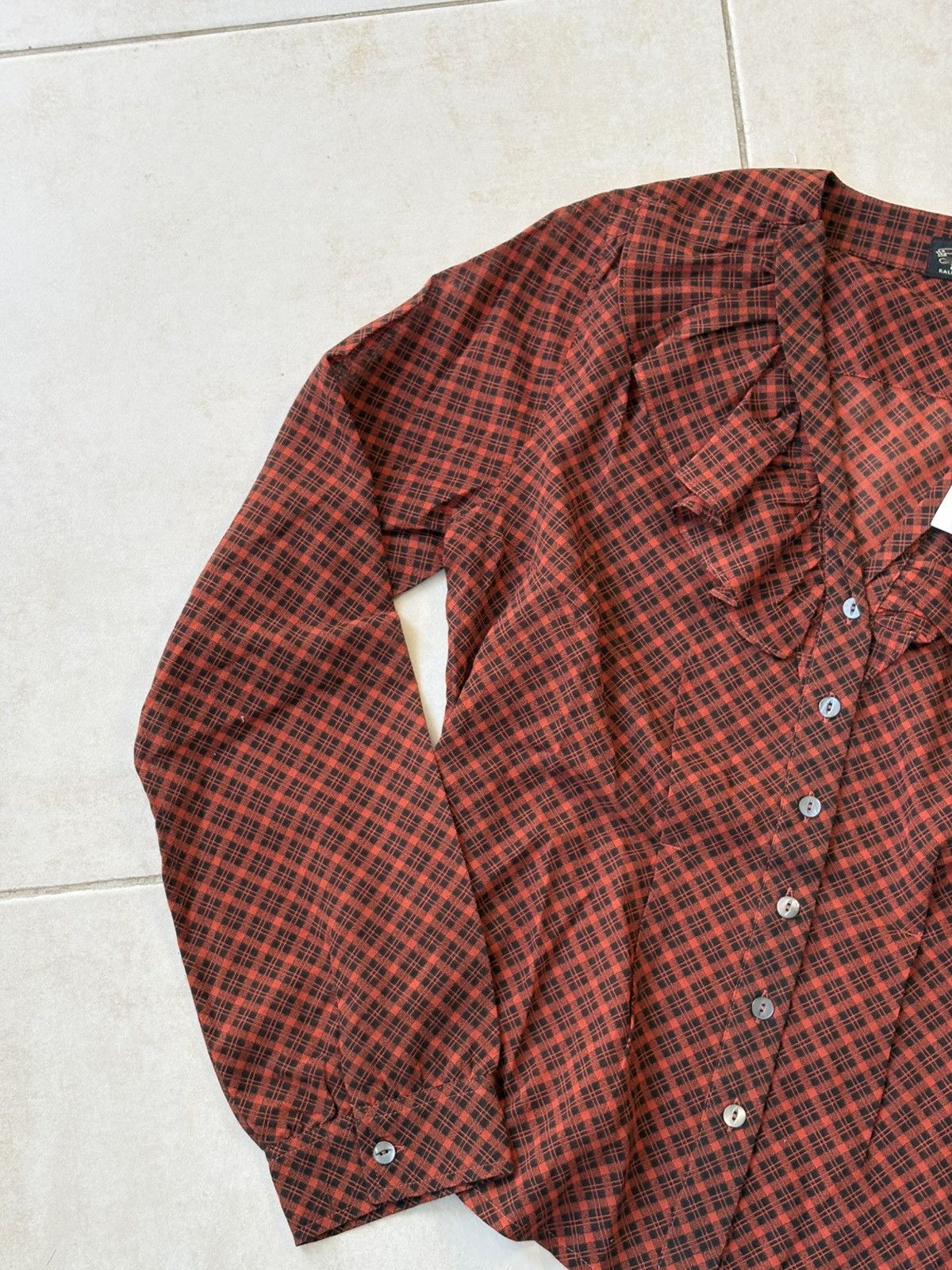 RRL Ralph Lauren Burgundy Plaid Western Blouse Double RL Women XS New Size XS / US 0-2 / IT 36-38 - 2 Thumbnail