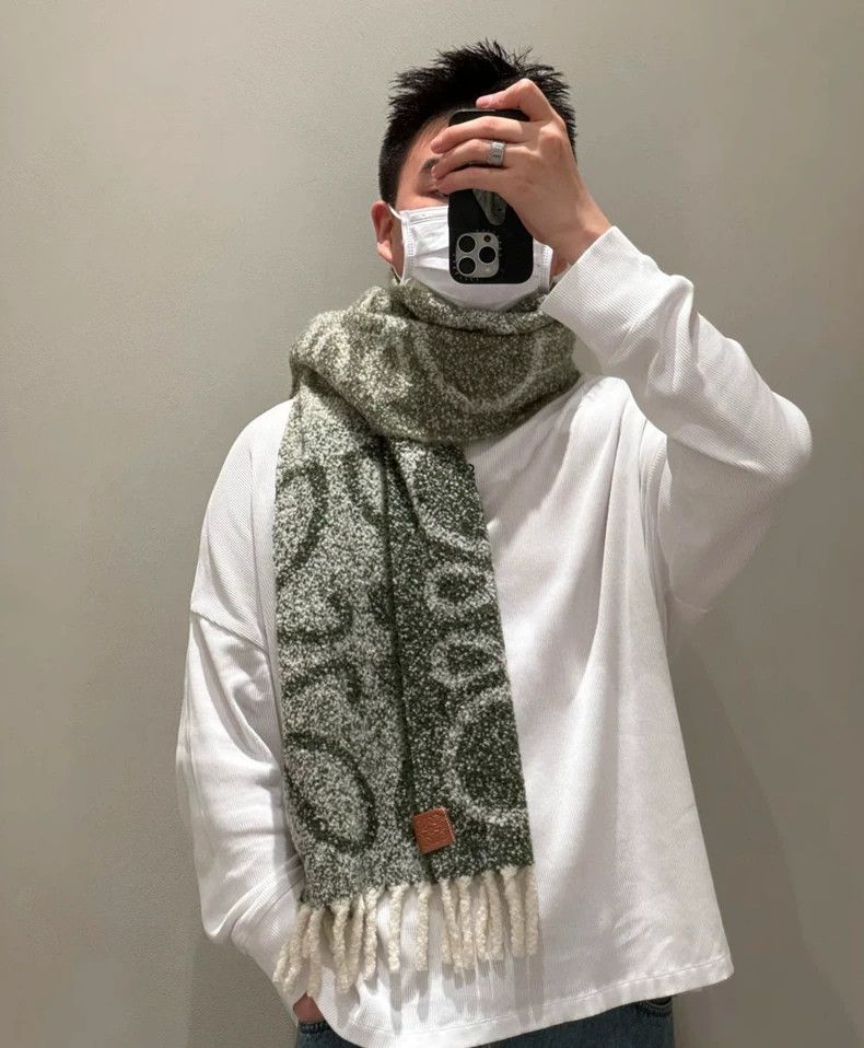 Loewe LOEWE Green scarf with sheep and camel hair Size ONE SIZE - 8 Thumbnail
