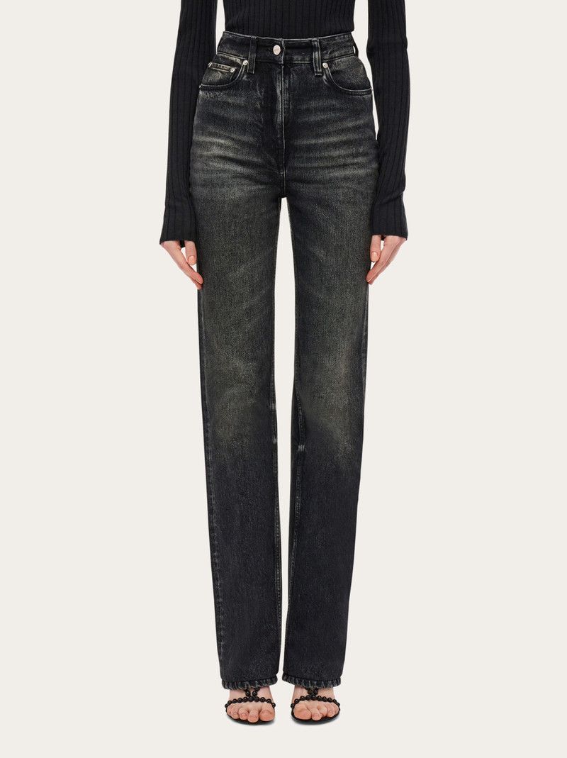 Salvatore Ferragamo o1s1rm0526 Five Pocket Flared Jeans in Black Size 30" / US 8 / IT 44 - 2 Thumbnail