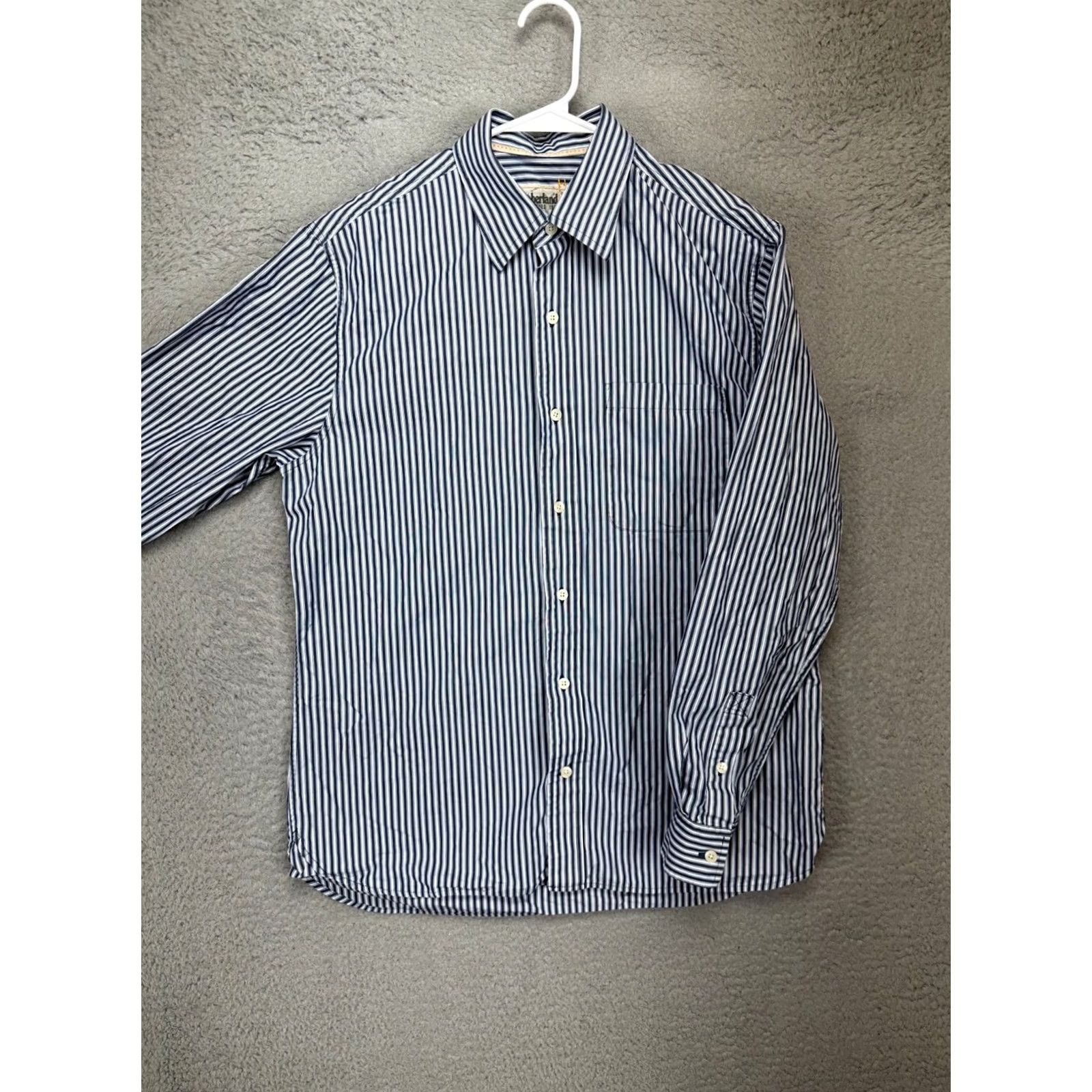 Timberland Timberland Button-Up Shirt Adult Medium Blue White Stripe Long Sleeve Pocket Mens Regular Size M Button-Down Size US M / EU 48-50 / 2 - 4 Thumbnail
