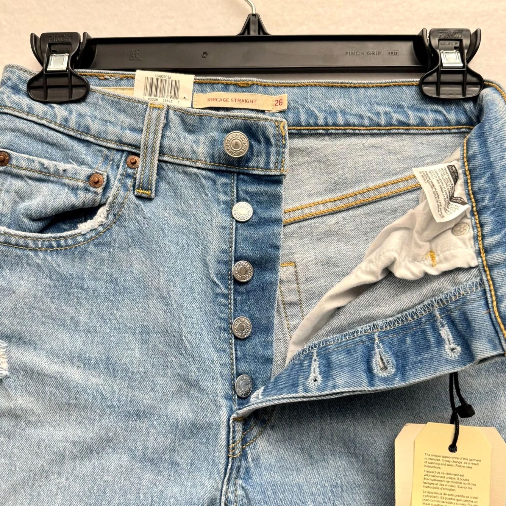 Levi's Levi's Jeans Women 26x27 Distressed Light Blue Ankle High Rise Ribcage Straight NWT Size 26" / US 2 / IT 38 - 7 Thumbnail