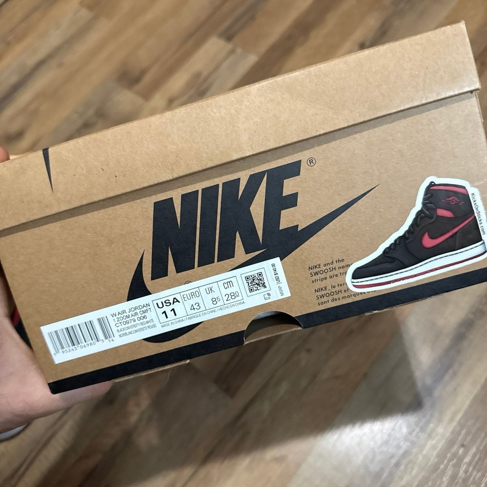 Nike Jordan 1 Zoom CMFT Black University Red Bred Size US 9.5 / EU 42-43 - 11 Thumbnail