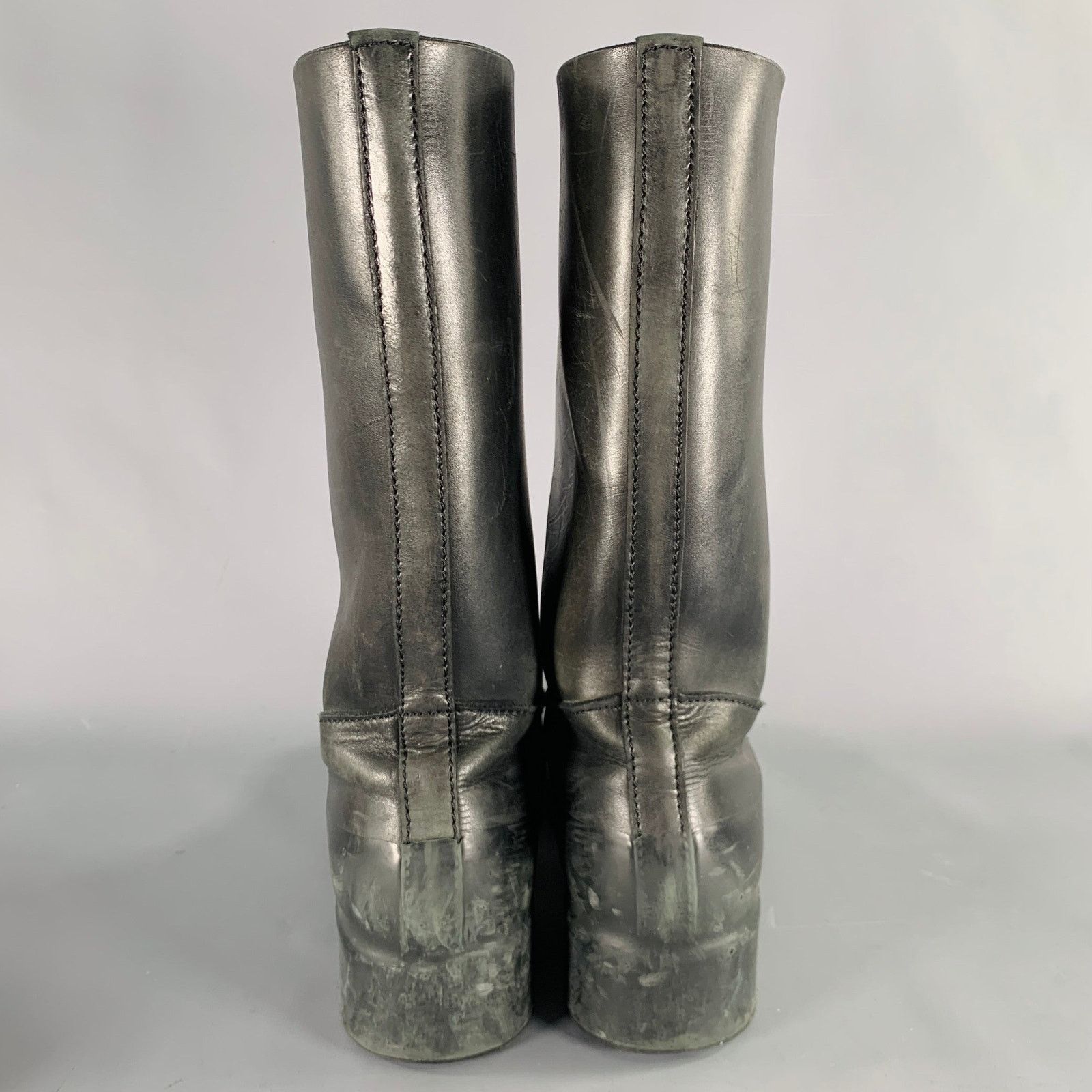 Takahiromiyashita The Soloist. 9 Black Leather Rubber Pull On Boots Size US 9 / EU 42 - 3 Thumbnail