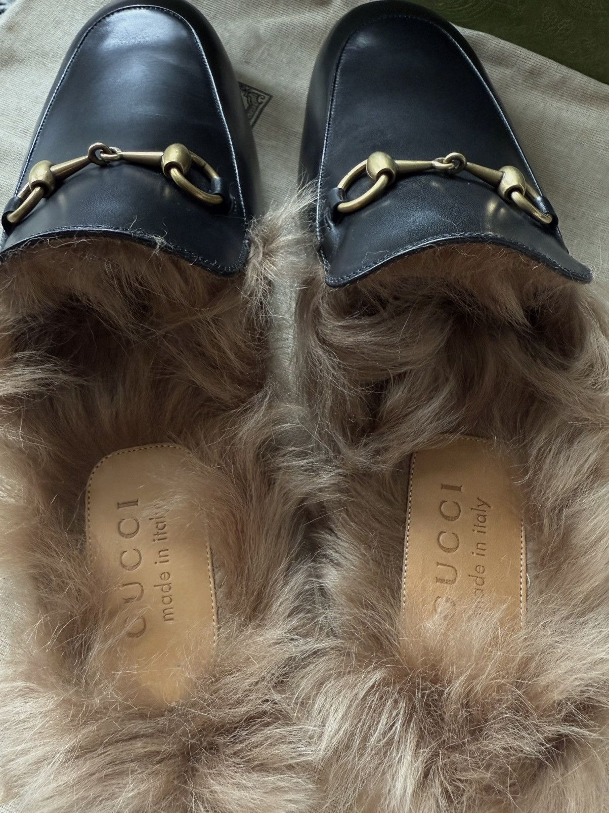 Gucci Fur princetown loafers/brand new