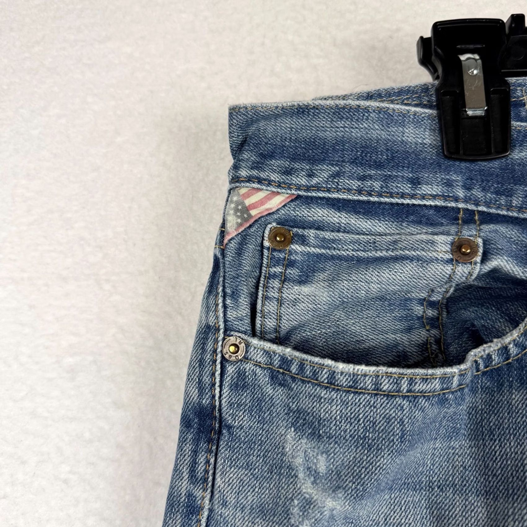 Vintage Denim & Supply Ralph Lauren Jeans Straight Men 34x32 Distressed Denim Flag Blue Cotton 5-Pocket Logo Moderate Wash Size US 34 / EU 50 - 3 Thumbnail