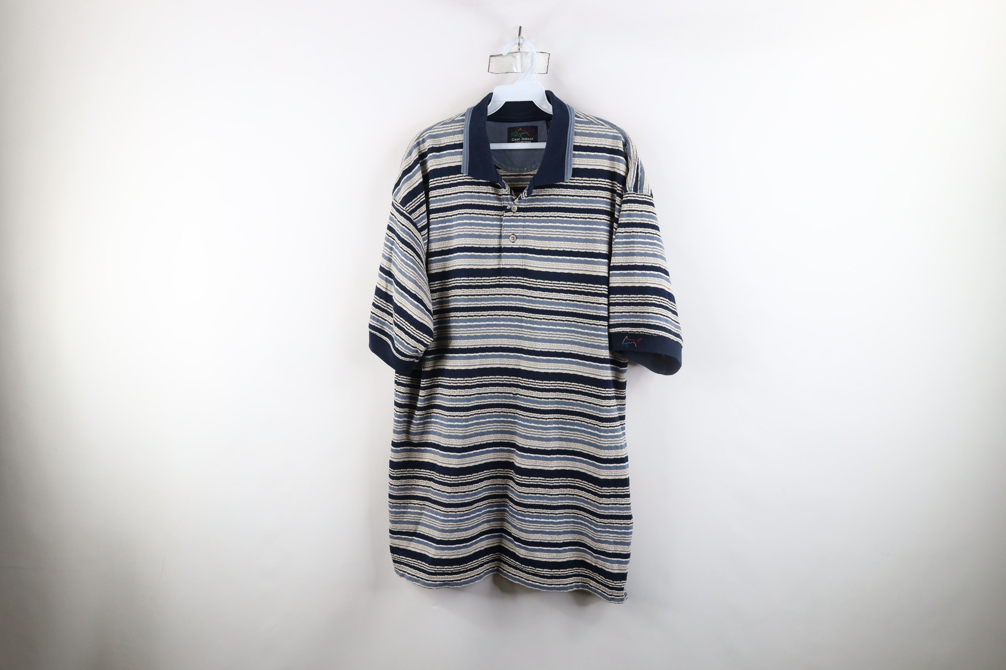 Vintage Vintage 90s Streetwear Baggy Striped Knit Golf Polo Shirt Size US L / EU 52-54 / 3 - 1 Thumbnail