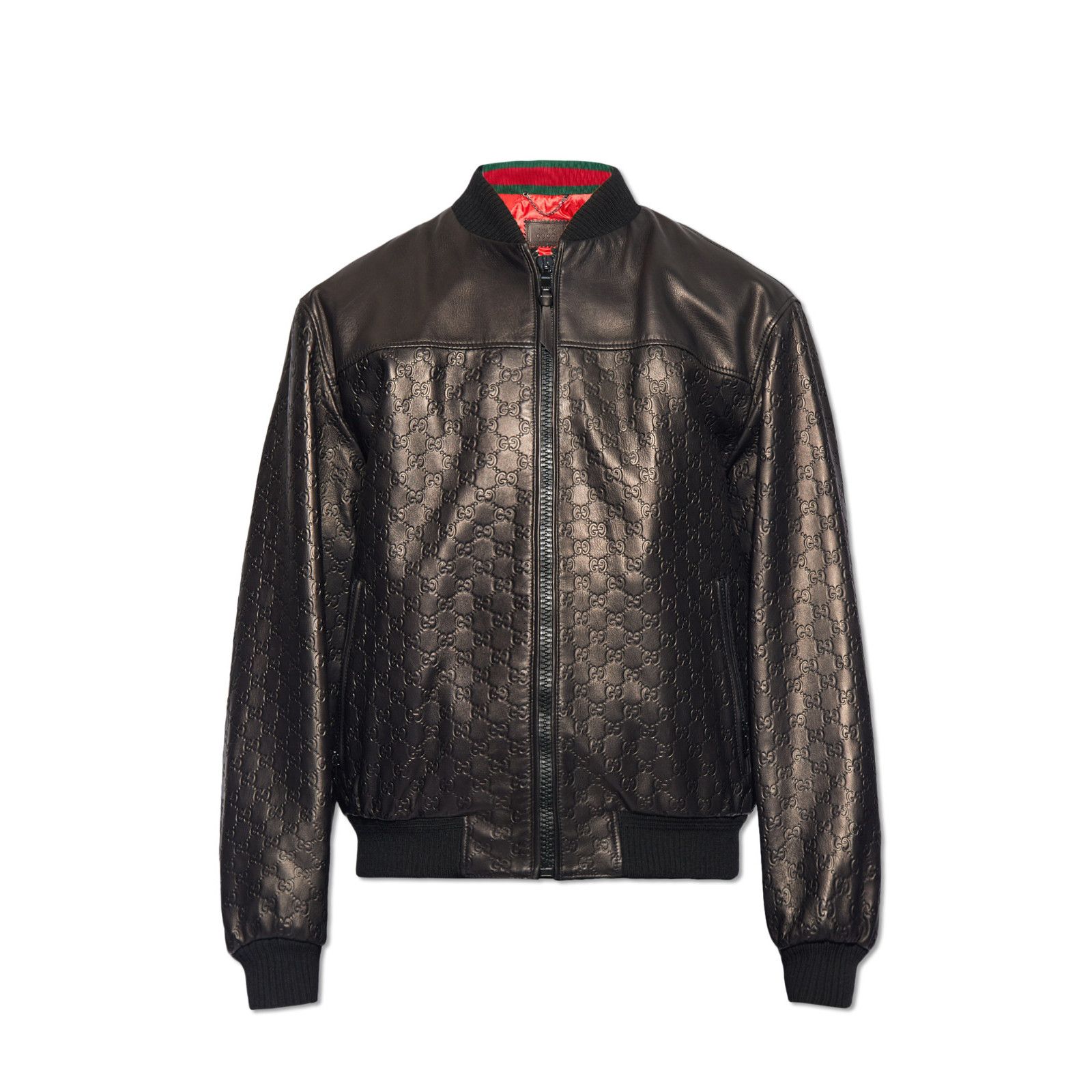 Gucci GUCCI Black GG Leather Bomber Jacket New & Authentic (Men's Size US S / EU 44-46 / 1 - 1 Preview