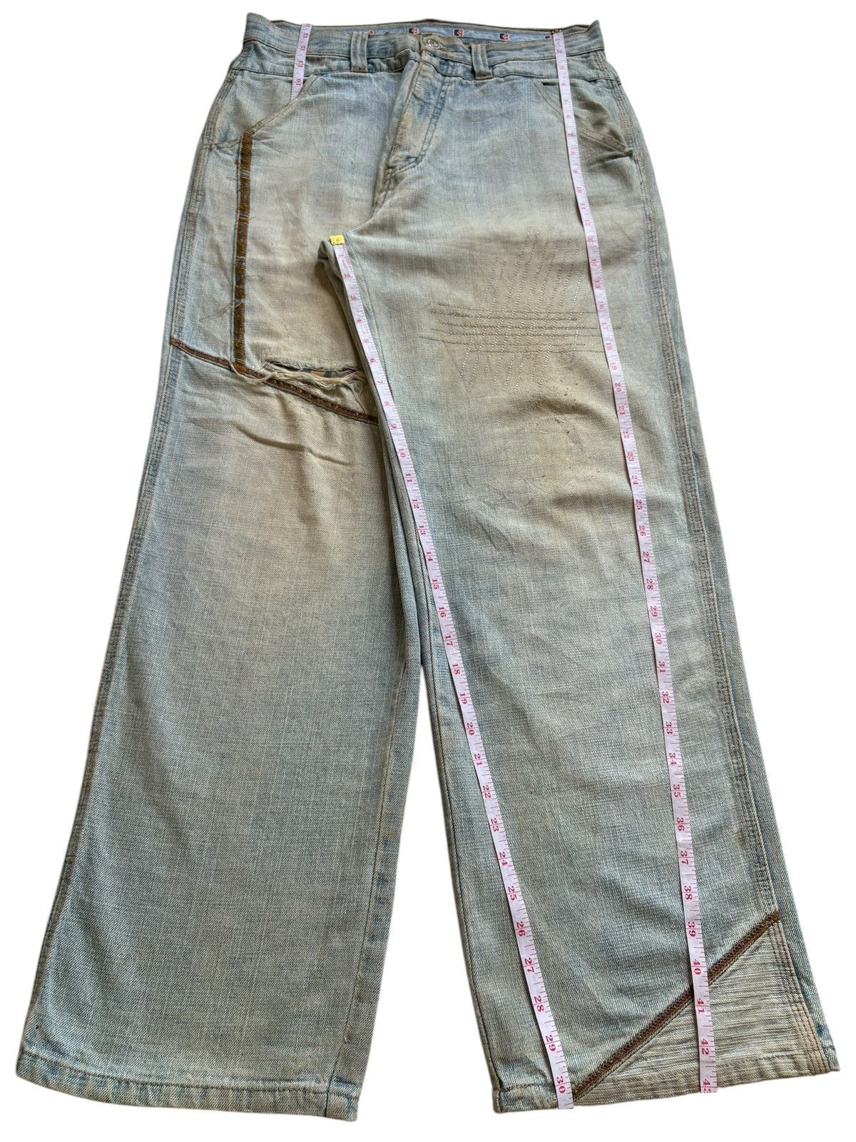 Japanese Brand Vintage Kno Betta Light Mud Wash Distressed Baggy Jeans Size US 32 / EU 48 - 13 Thumbnail