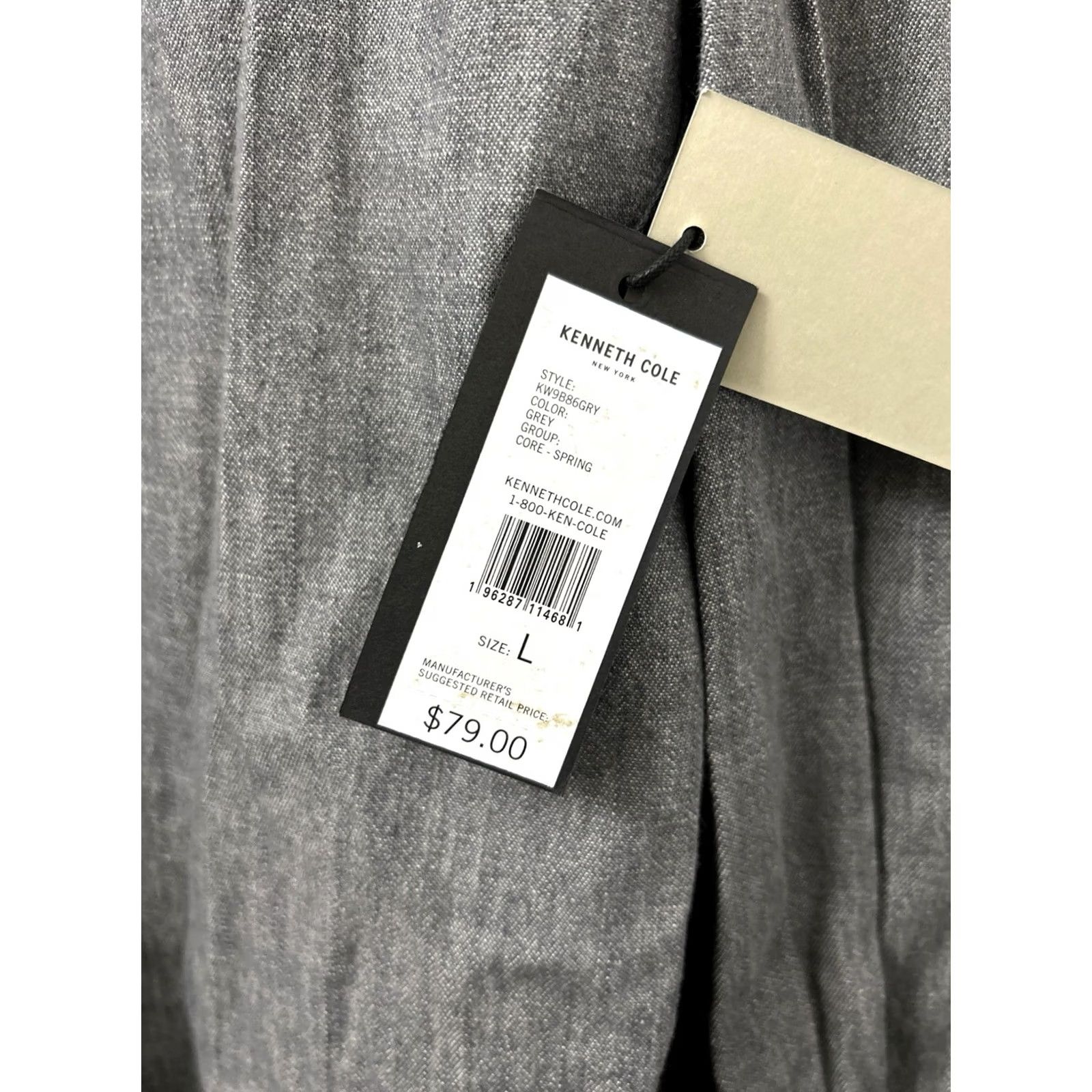 Kenneth Cole Kenneth Cole Shirt Mens L Gray Oxford Slim Fit Stretch Button Down L/S Cotton Spandex Chambray Dress Shirt Size US L / EU 52-54 / 3 - 7 Thumbnail