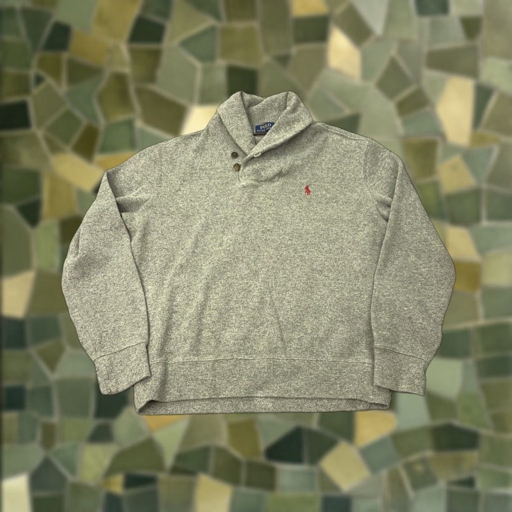 Polo Ralph Lauren VINTAGE Polo Ralph Lauren Men’s Sweater Pullover Medium Gray Knit Collared Cotton All Seasons Logo Size US M / EU 48-50 / 2 - 1 Thumbnail