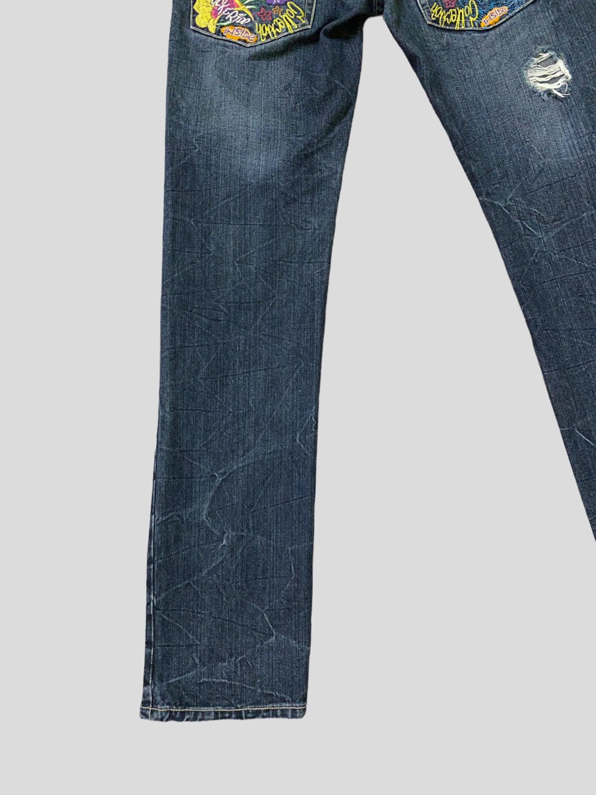 Designer × Japanese Brand × Vintage Distress Denim Hapipiness Embroidery Design Size US 30 / EU 46 - 13 Thumbnail
