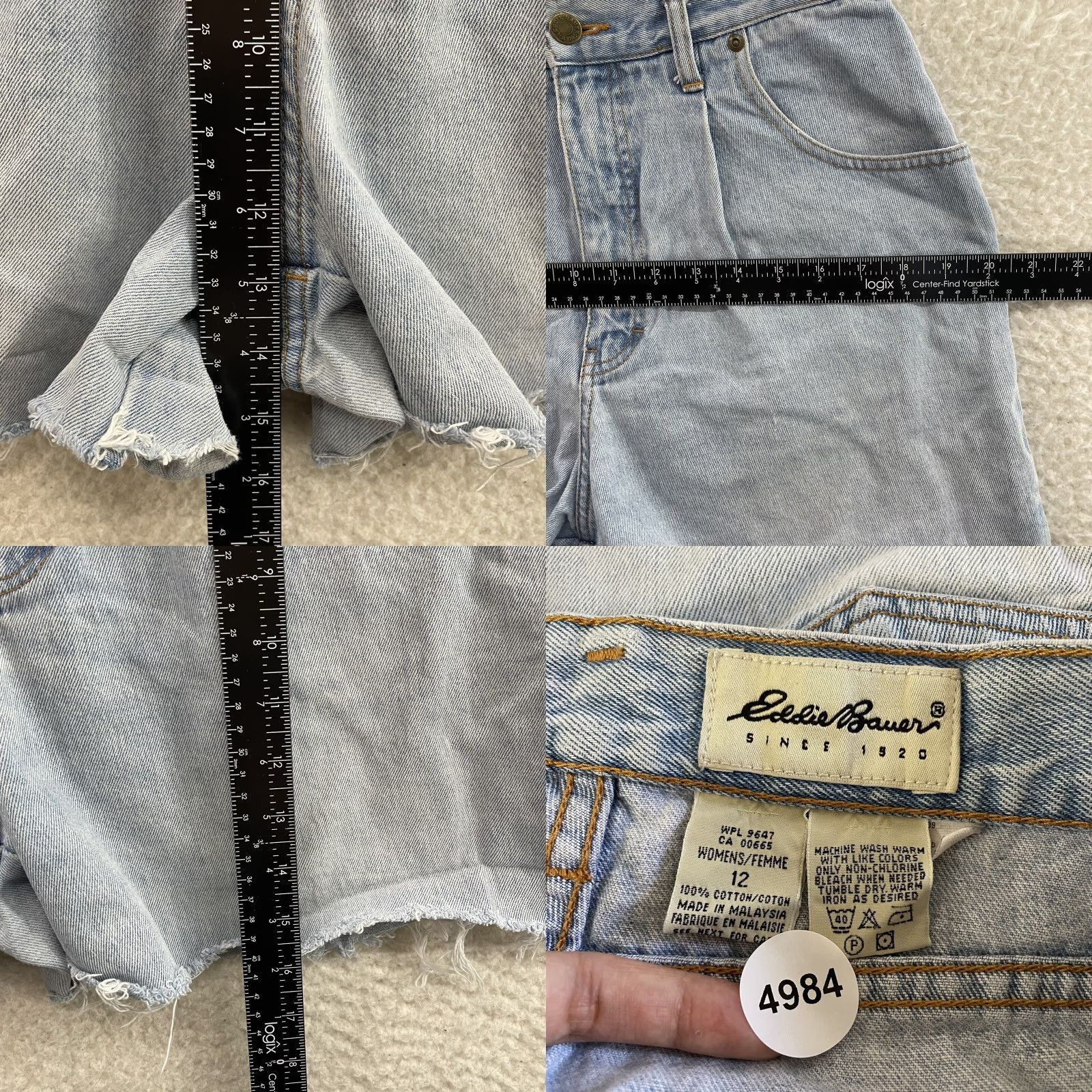 Eddie Bauer VINTAGE Eddie Bauer Denim Long Shorts 12 29 High Waisted Cut-Off Shorts Jeans Women 1990s Grunge Size 34" / US 12 / IT 48 - 8 Thumbnail