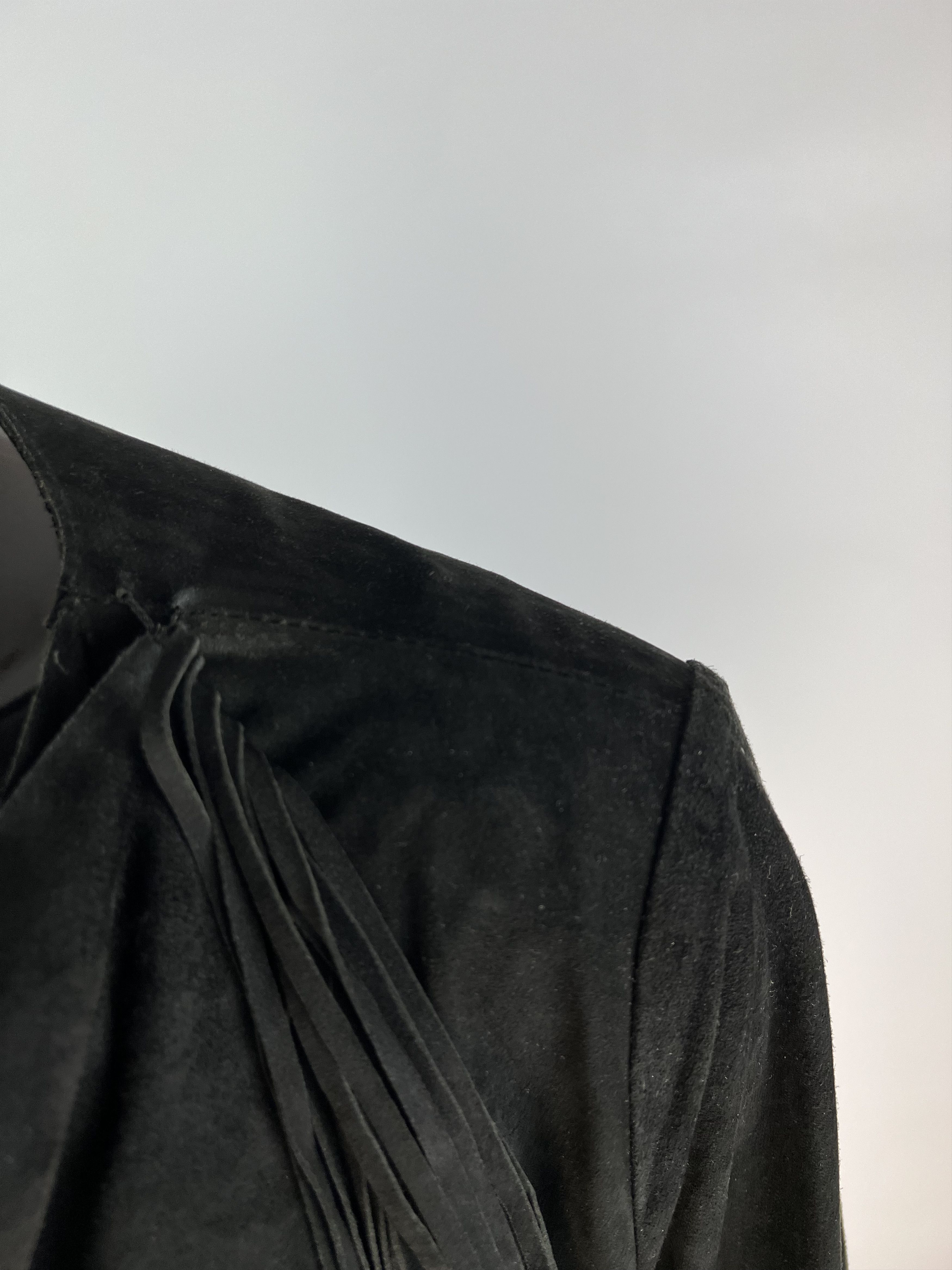 Other Uterque Black Suede Fringers Belted Jacket Size L Size L / US 10 / IT 46 - 6 Thumbnail