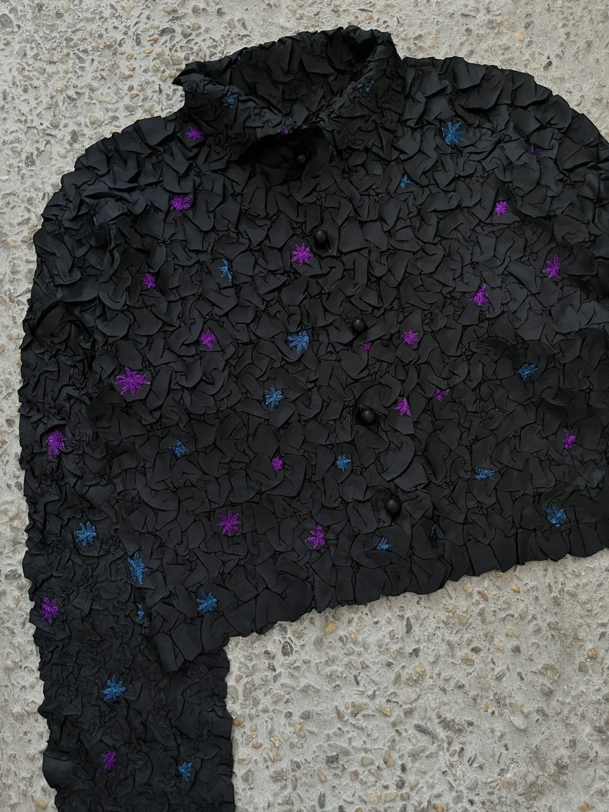 Issey Miyake Crinkled Pleated Cropped Polo Size S / US 4 / IT 40 - 4 Thumbnail