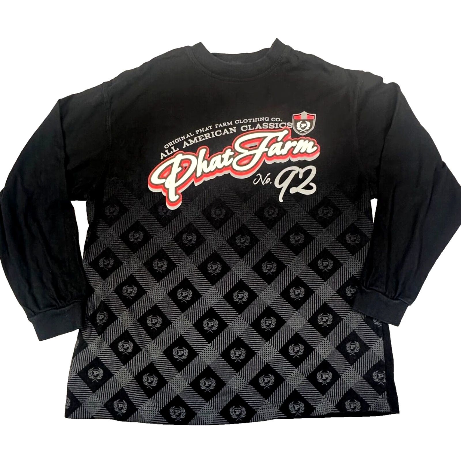 Phat Farm Phat Farm Mens Medium Long Sleeve Geometric Crest 92 Crew Neck Knit T-Shirt Shirt Hip Hop Classic Multicolor Size US M / EU 48-50 / 2 - 2 Thumbnail