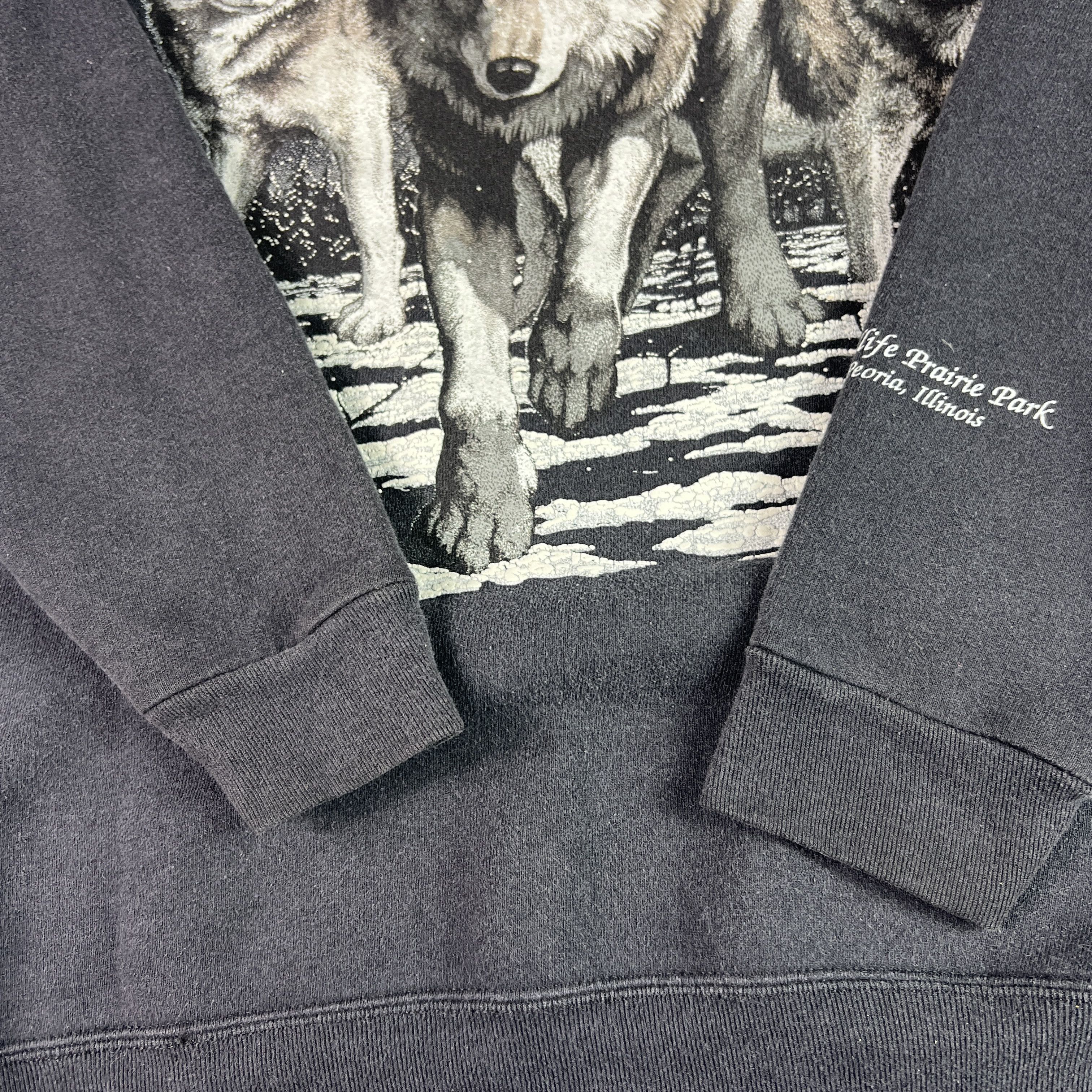 Other VTG 90s Nature Wolf Wolves Sweatshirt Black Faded Crewneck Size US L / EU 52-54 / 3 - 6 Thumbnail