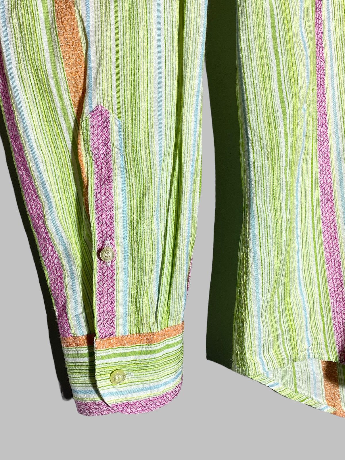 Etro 🔥 ETRO MILANO MULTICOLOR TEXTURED STRIPE PATTERN SHIRT Size US M / EU 48-50 / 2 - 5 Thumbnail
