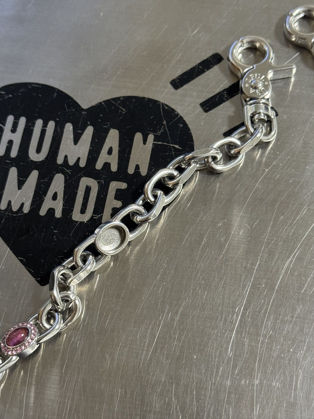 Jewelry Silver Wallet Chain Pink Stone 22" Size ONE SIZE - 5 Thumbnail