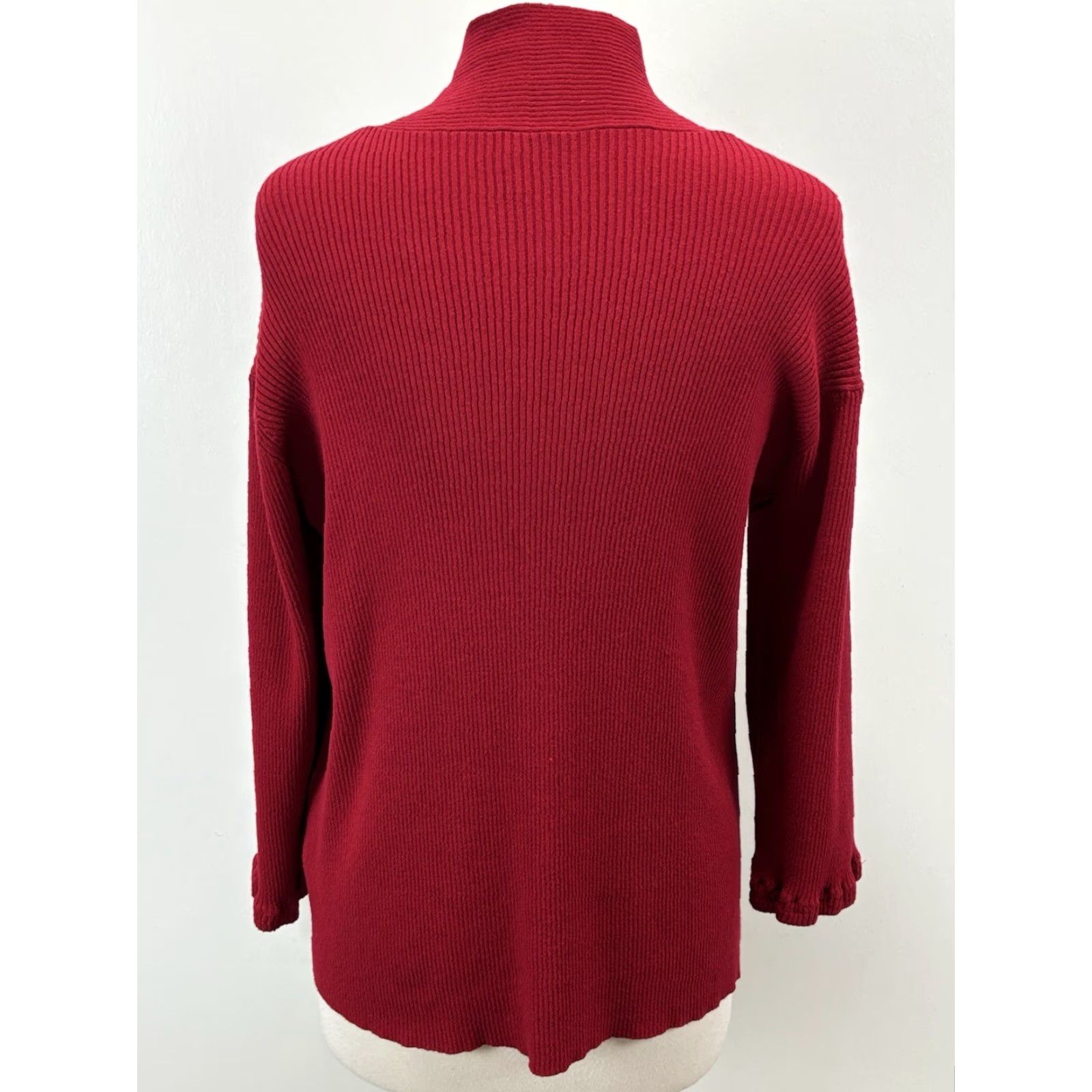 Eileen Fisher Eileen Fisher Cardigan Women’s L Red Open Front Ribbed Classic Sweater Size L / US 10 / IT 46 - 3 Thumbnail