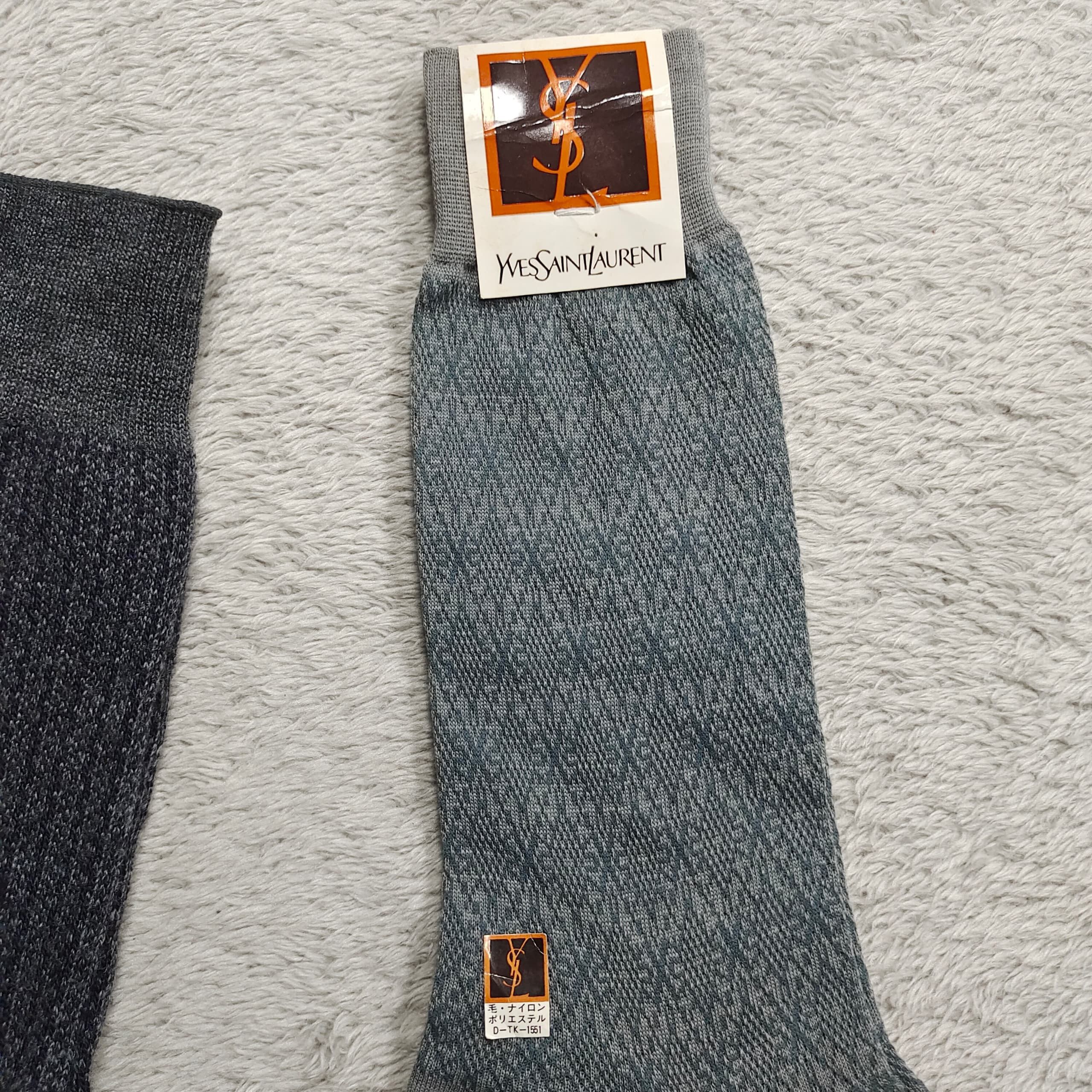 Yves Saint Laurent Vintage YSL Socks Pair Gray & Black + FREE Snoopy Sock Size ONE SIZE - 6 Thumbnail