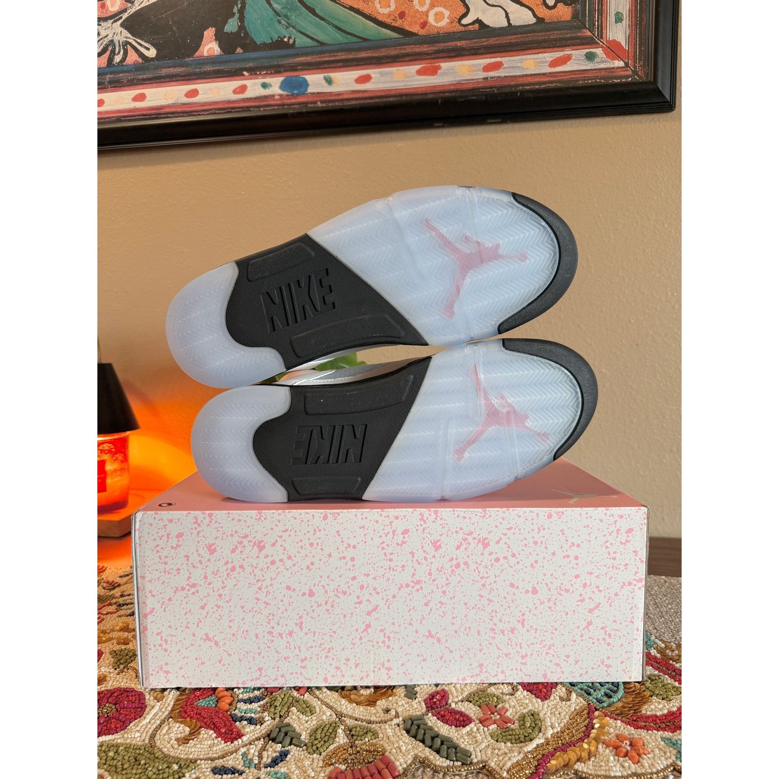 Jordan Brand × Nike Jordan 5 Retro White Medium Soft Pink Black Awake Regal Size US 13 / EU 46 - 6 Thumbnail