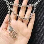 VIBE Punk Gothic Hand skeleton pendant Necklace Choker Size ONE SIZE - 4 Thumbnail