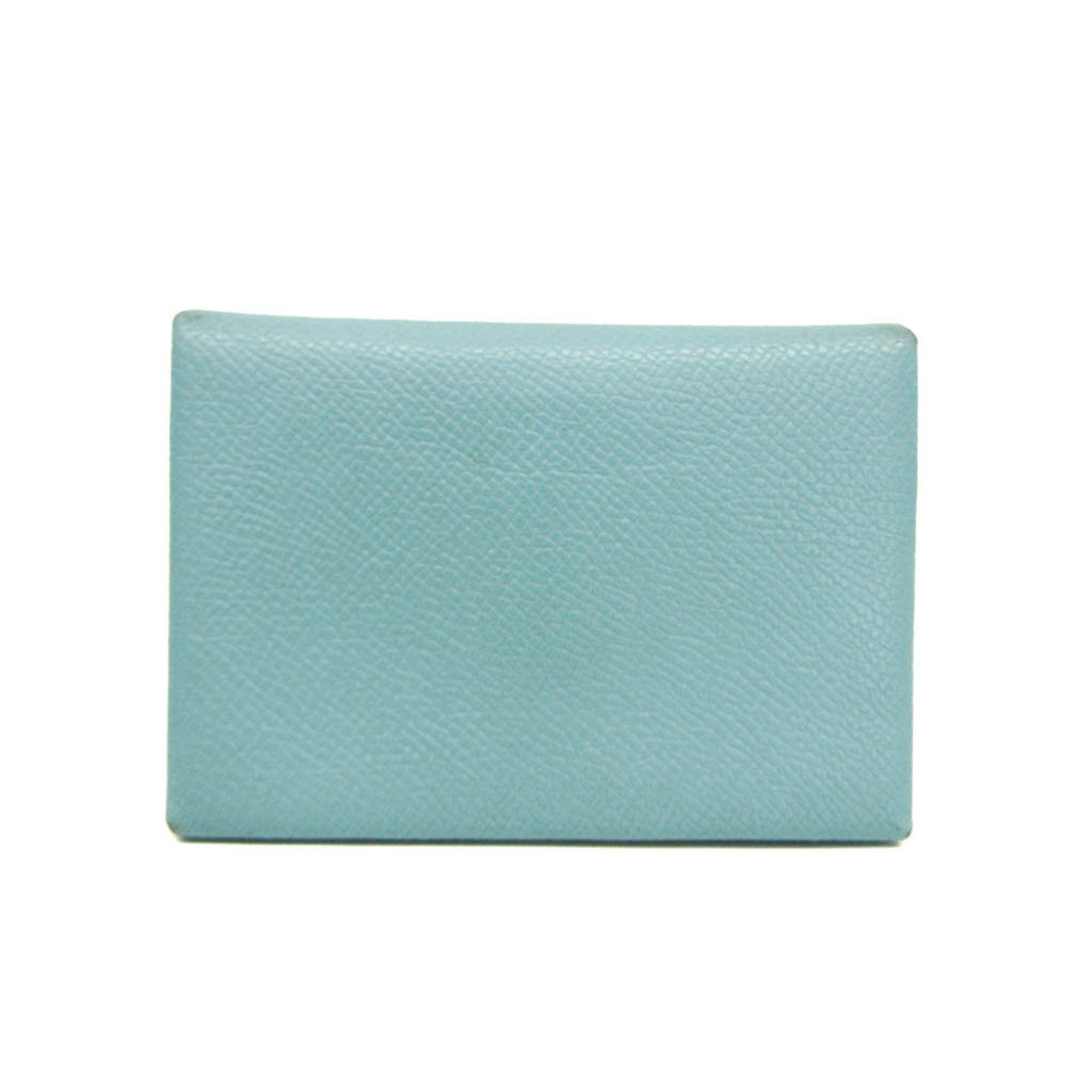 Hermes Hermes Calvi Duo Epsom Leather Card Case Light Blue Size ONE SIZE - 1 Thumbnail