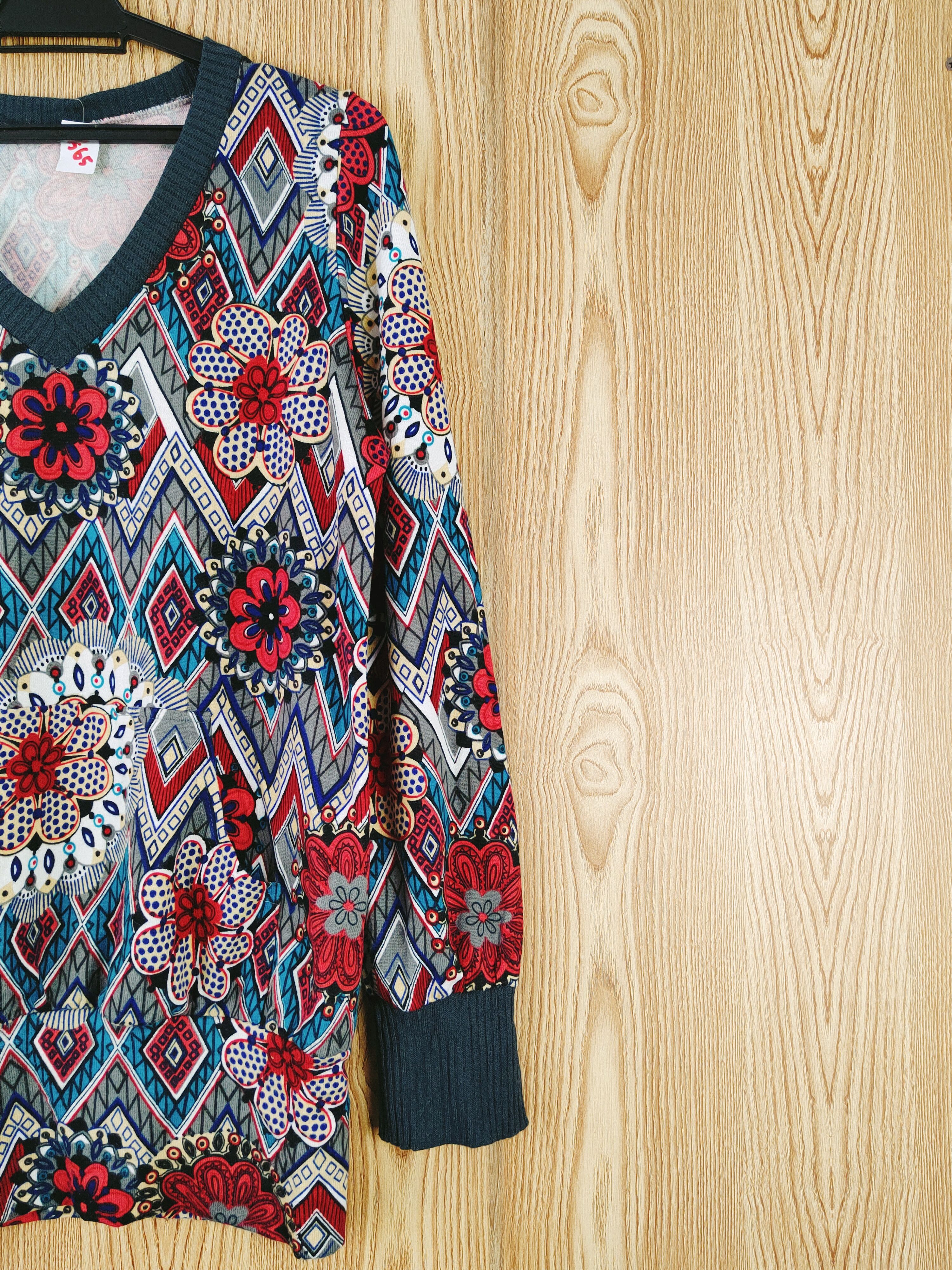 Japanese Brand × Vintage Japanese Brand vintage art Red Gray Blouses #W565 Size M / US 6-8 / IT 42-44 - 5 Thumbnail