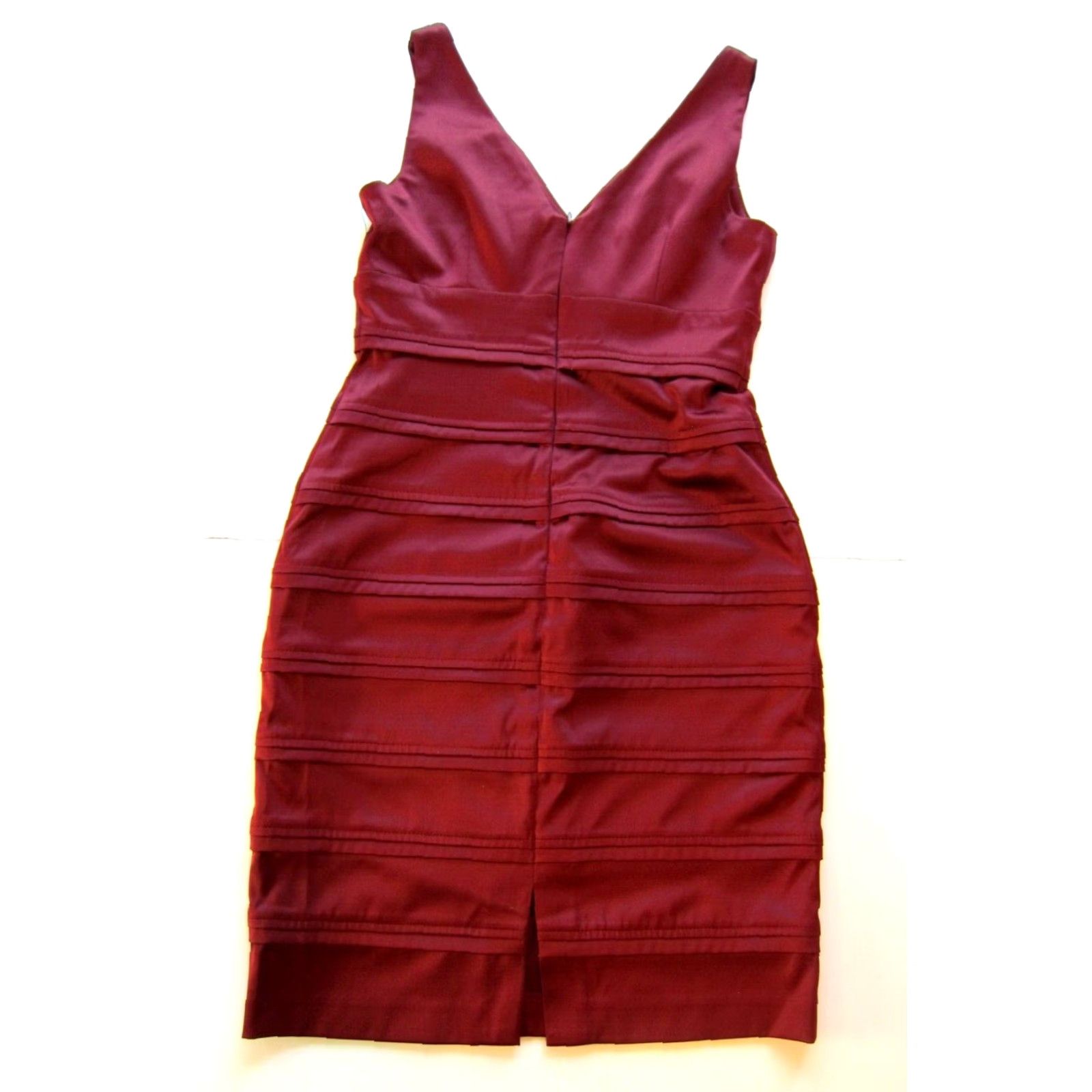 Vintage NWT American Living Maroon Red Pleated V-Neck Sheath Tank Cocktail Dress 6 Size M / US 6-8 / IT 42-44 - 2 Thumbnail