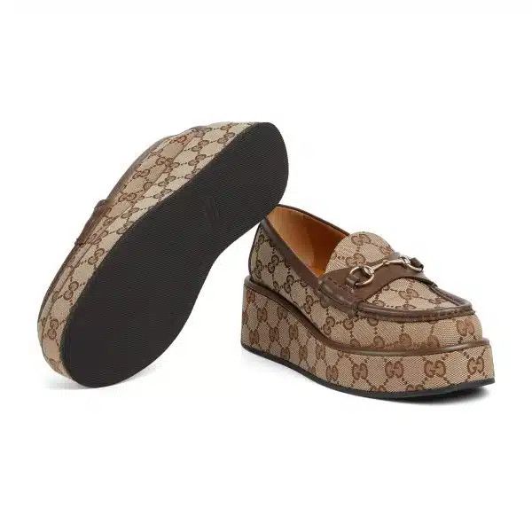 Gucci oc11z1025 Horsebit Wedge Loafers in Beige/Ebony Size US 8.5 / IT 38.5 - 5 Thumbnail