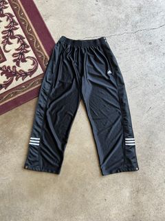 Adidas Tear Away Track Pants Vintage Sz small 3 Stripe Snap-up Basketball  Black