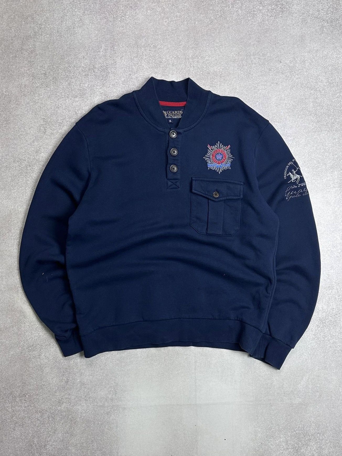 La Martina Vintage La Martina Guards Polo Club Button Sweatshirt XL Size US XL / EU 56 / 4 - 1 Thumbnail