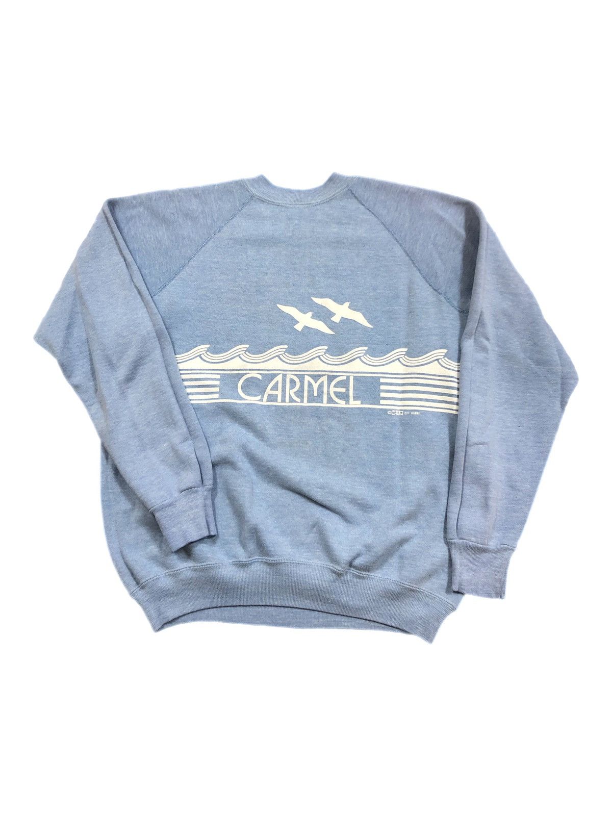 Vintage Vintage Crazy Sweatshirt Blue Carmel Seagull Waves 1970s Size US L / EU 52-54 / 3 - 2 Thumbnail