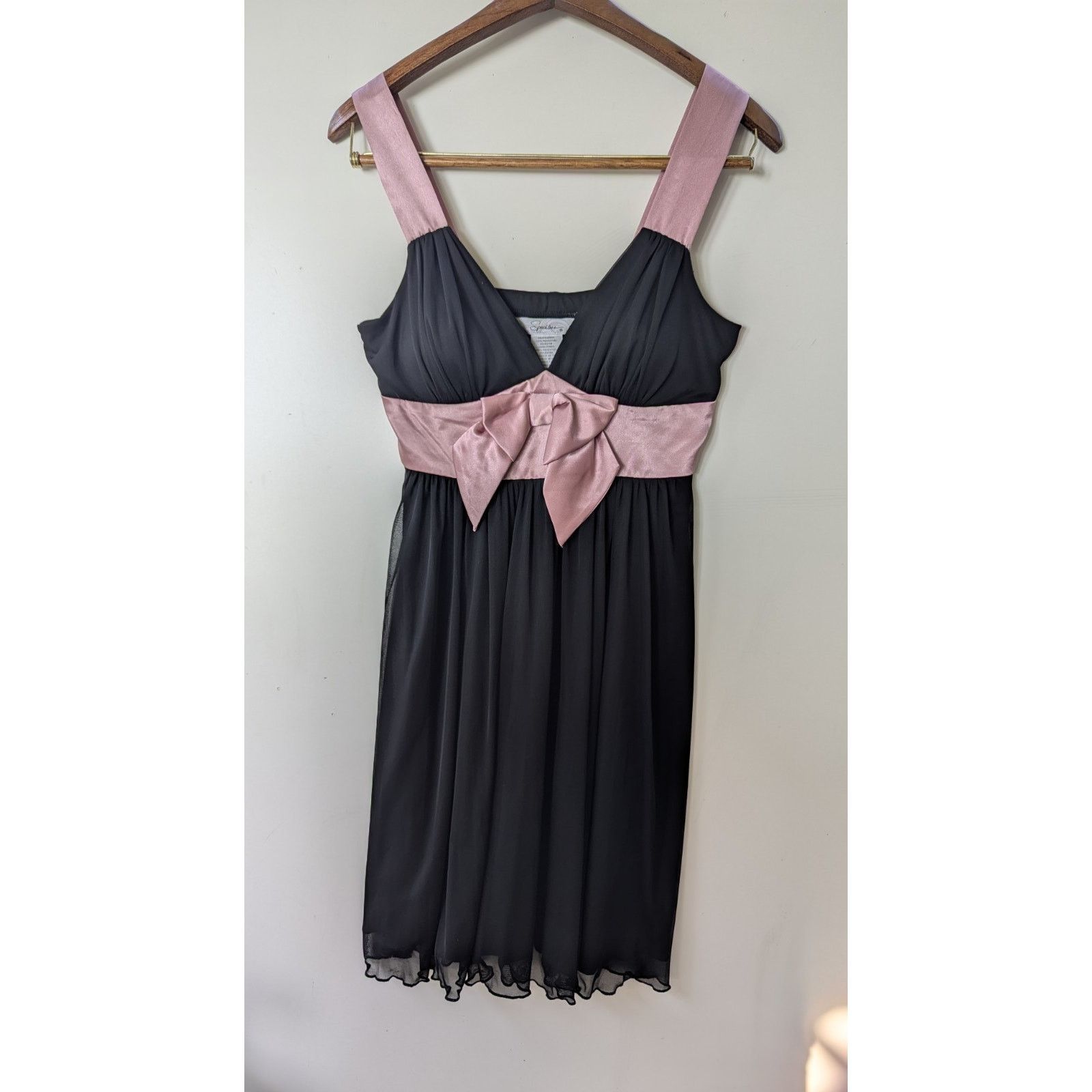 & Other Stories Speechless Black Midi Dress Pink bow Sheer lined Semi formal Size M / US 6-8 / IT 42-44 - 1 Thumbnail