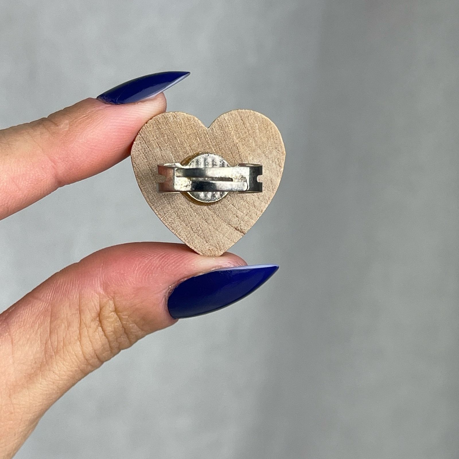 Handmade Steppie Co. Wooden Heart Adjustable Ring Mint Green Striped Size ONE SIZE - 16 Thumbnail